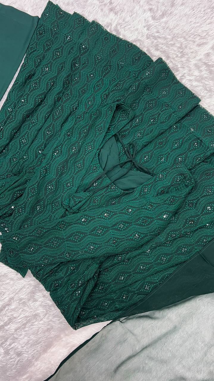 FULLY FLAIR KALI PATTERN AND CANVAS PATTA WITH DUPPTA SET,PENT READY TO WEAR