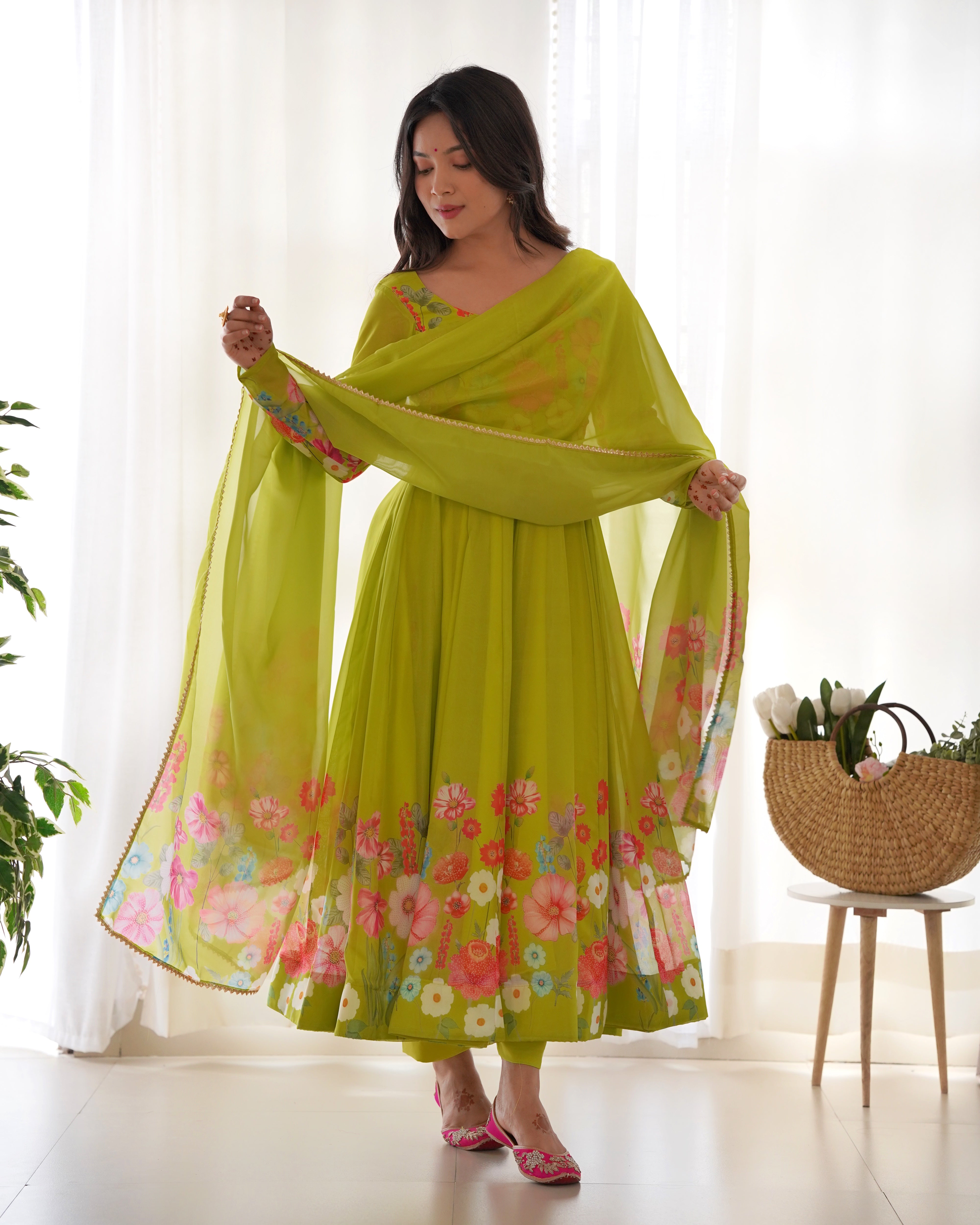 HEAVY PURE SOFT  ORGANJA SILK PRINT GOWN