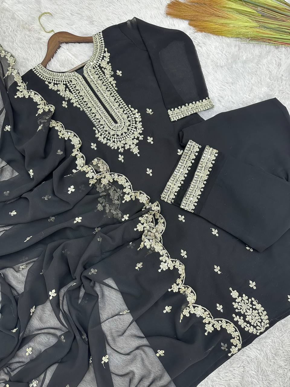 Premium Quality With Embroidery Coding Dori-Sequence Worked Kurti