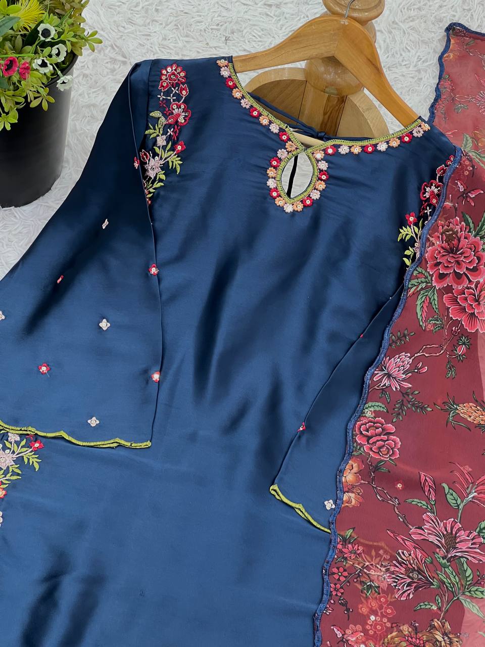 Silk Top-Bottom And Dupatta Set