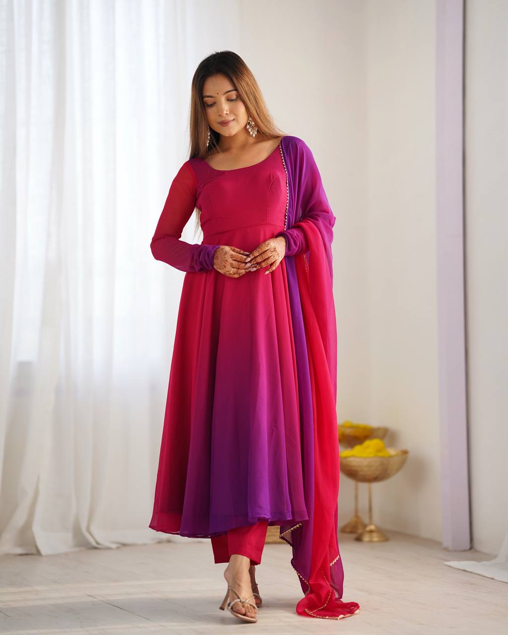 PURE SOFT FOX GEORGETTE MOST TRENDY PADDING FABRIC GOWN