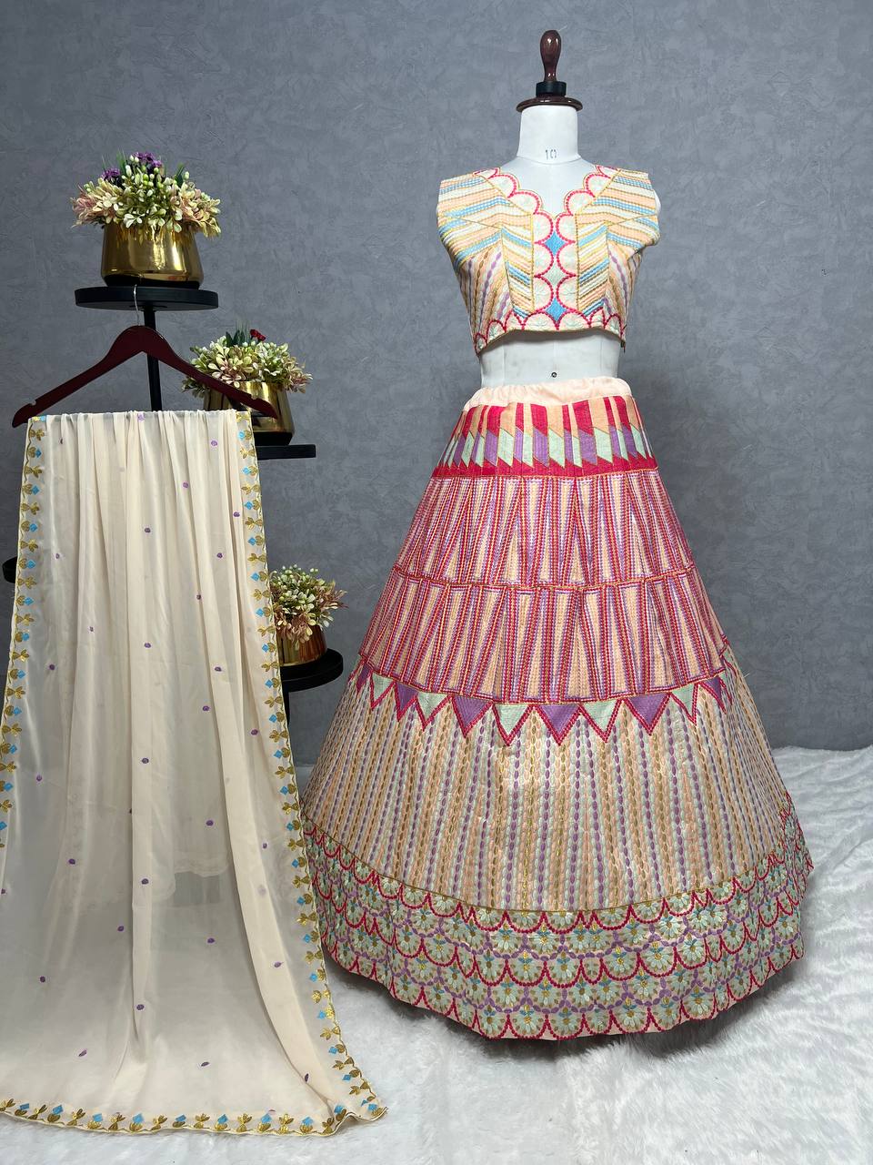 Heavy Thread Work Lahengha - Choli