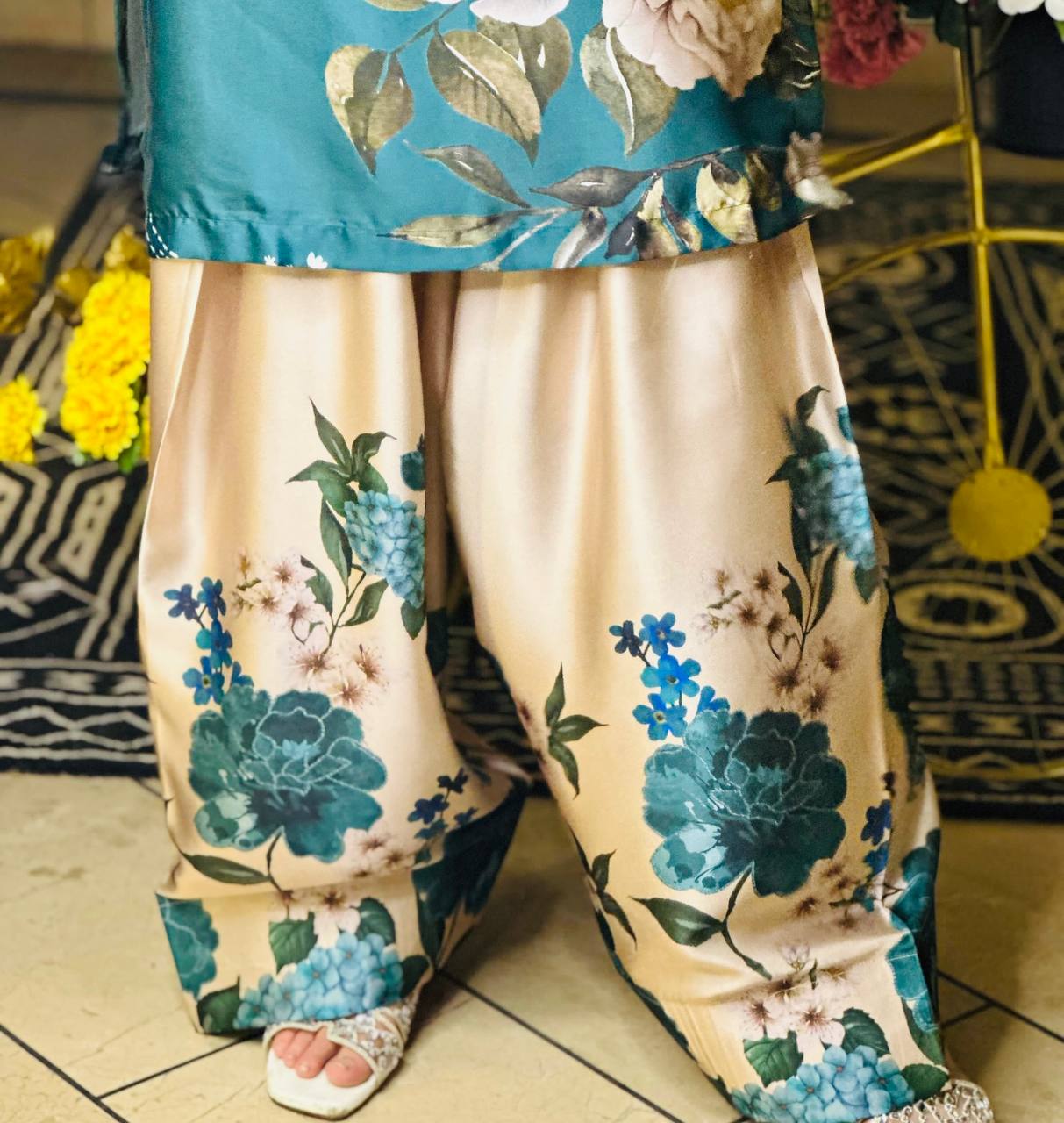 Natural Crep Silk Top-Bottom And Dupatta Set Fully Stitched