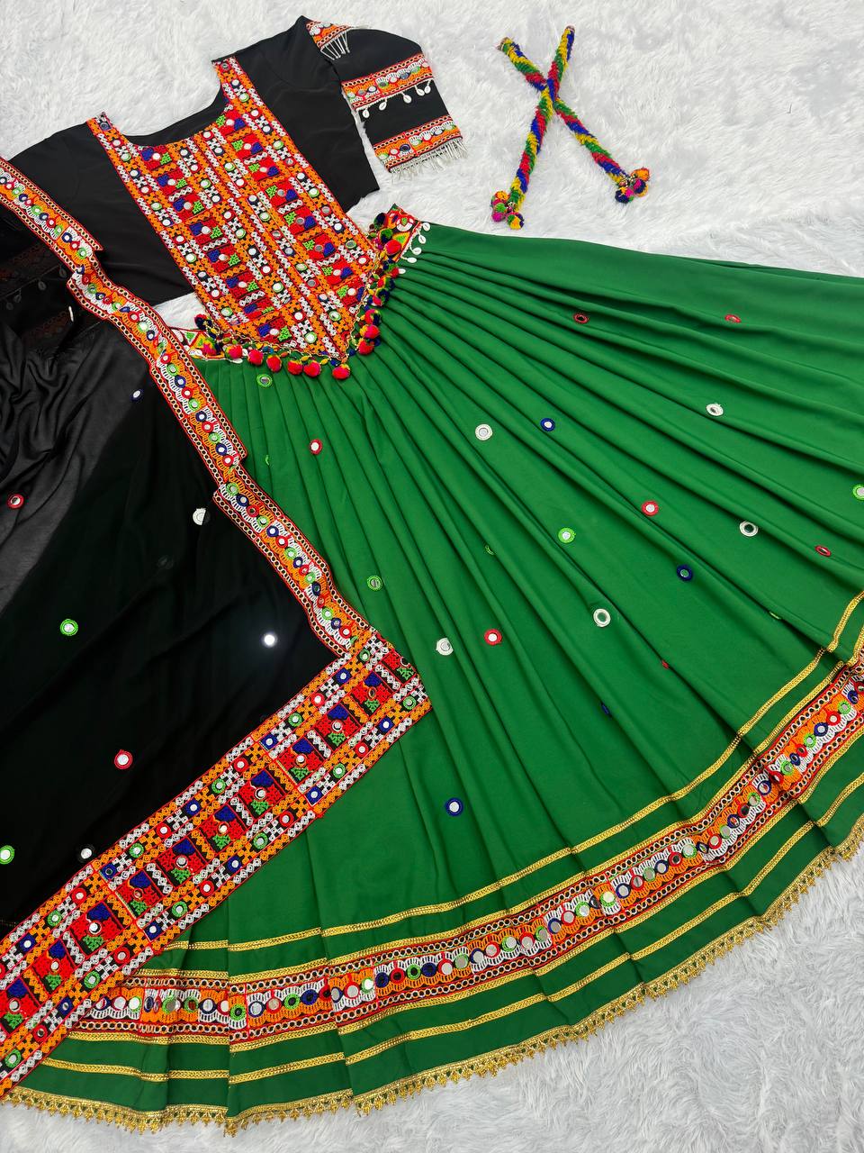 Embroidery With Real Mirror Hand Work Full Stitched Lahenga