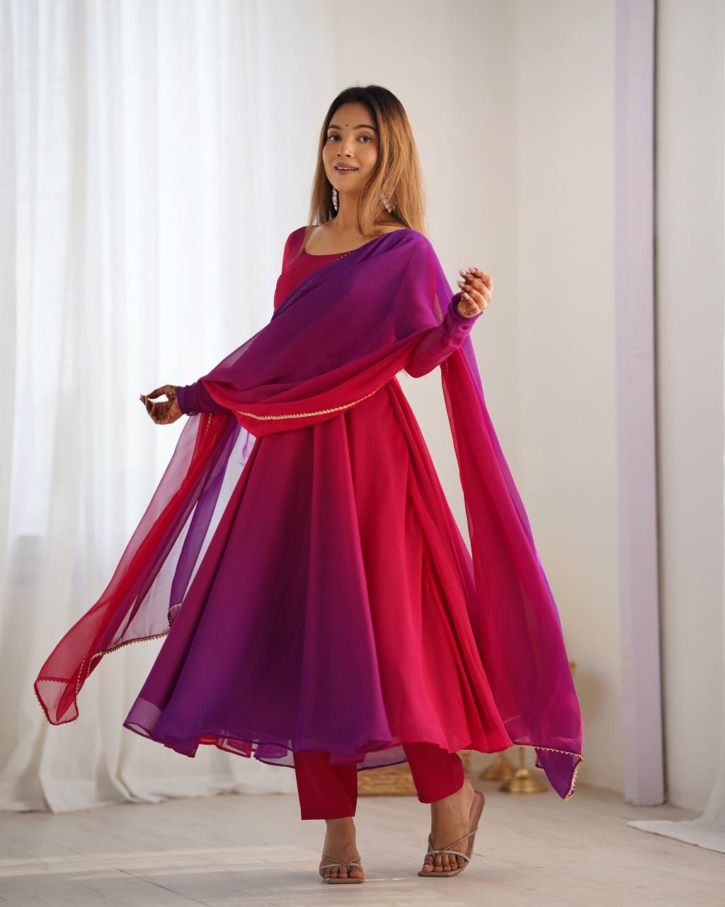 PURE SOFT FOX GEORGETTE MOST TRENDY PADDING FABRIC GOWN
