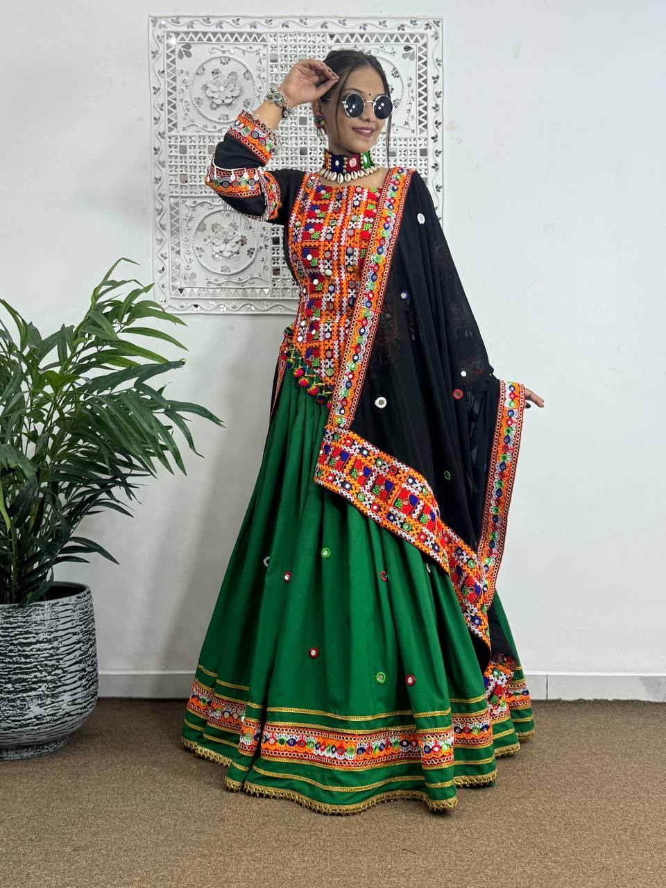 Embroidery With Real Mirror Hand Work Full Stitched Lahenga