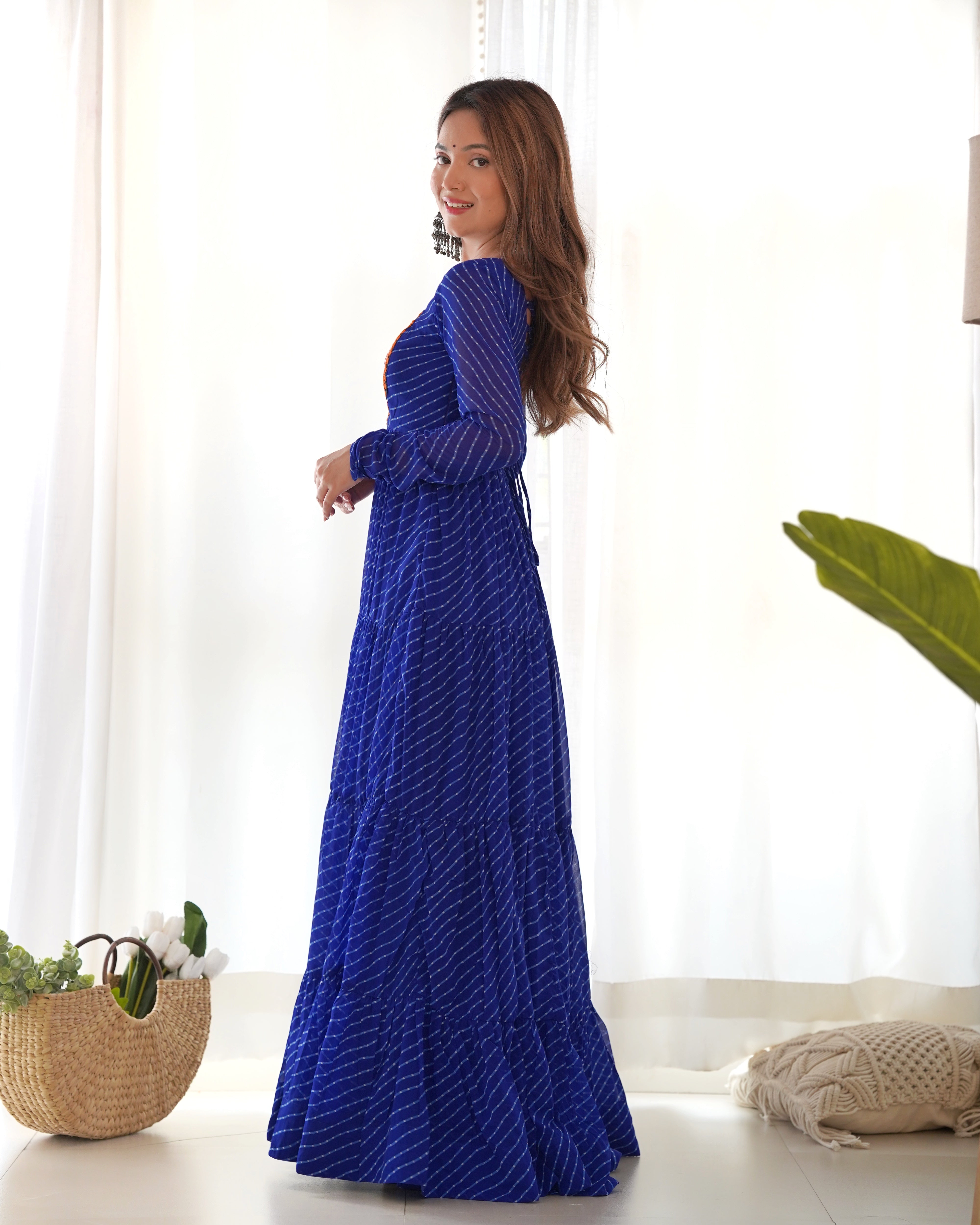 HEAVY PURE SOFT FOX GEORGETTE LAHERIYA PRINT GOWN