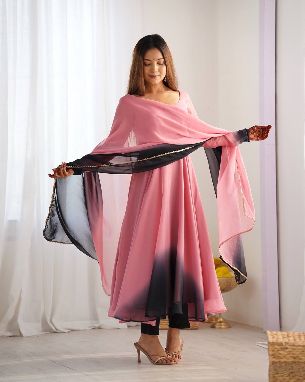 PURE SOFT FOX GEORGETTE MOST TRENDY PADDING FABRIC GOWN