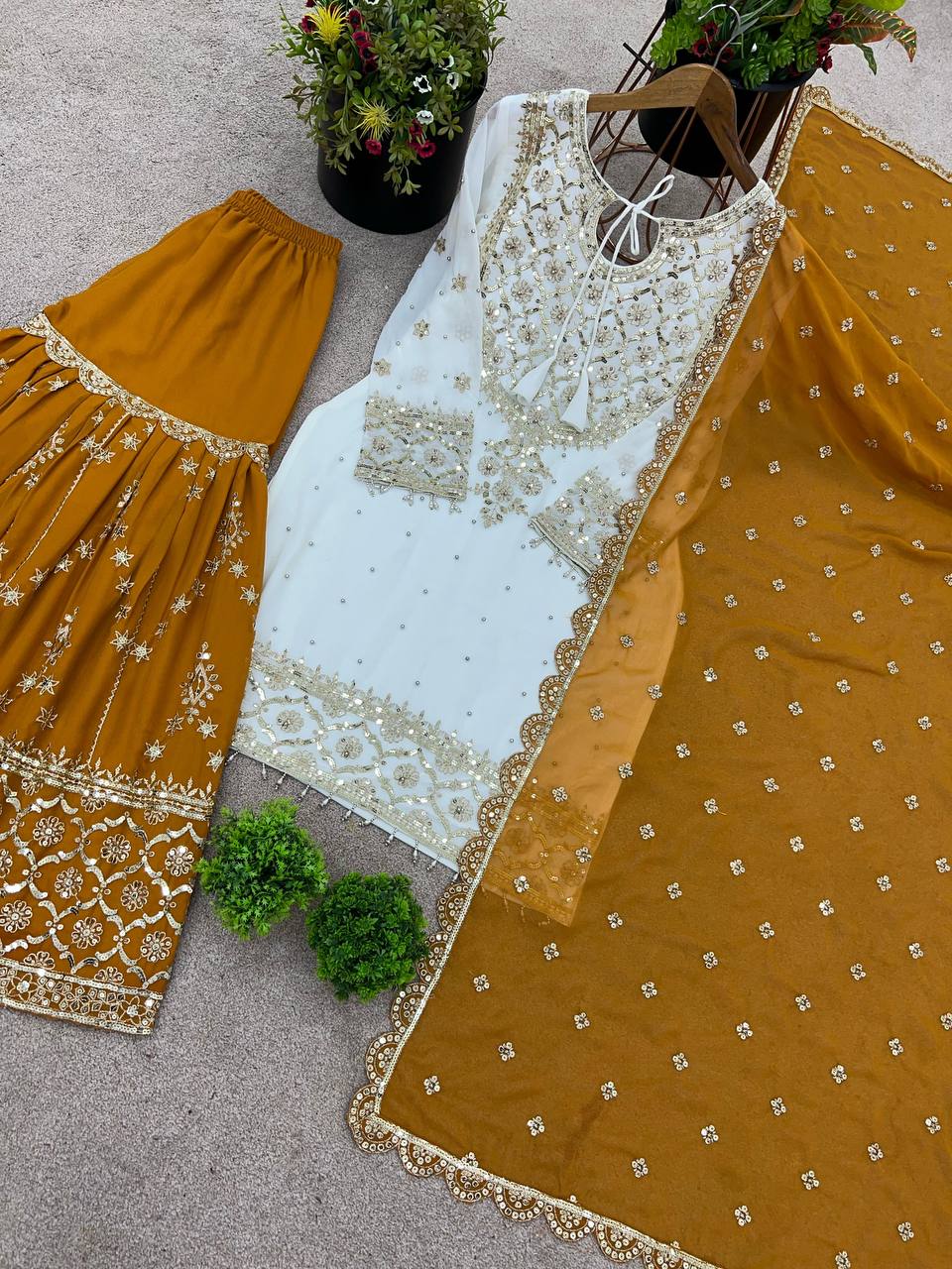 Party Wear Top-Plazzo and Dupatta With Heavy Embroidery Work