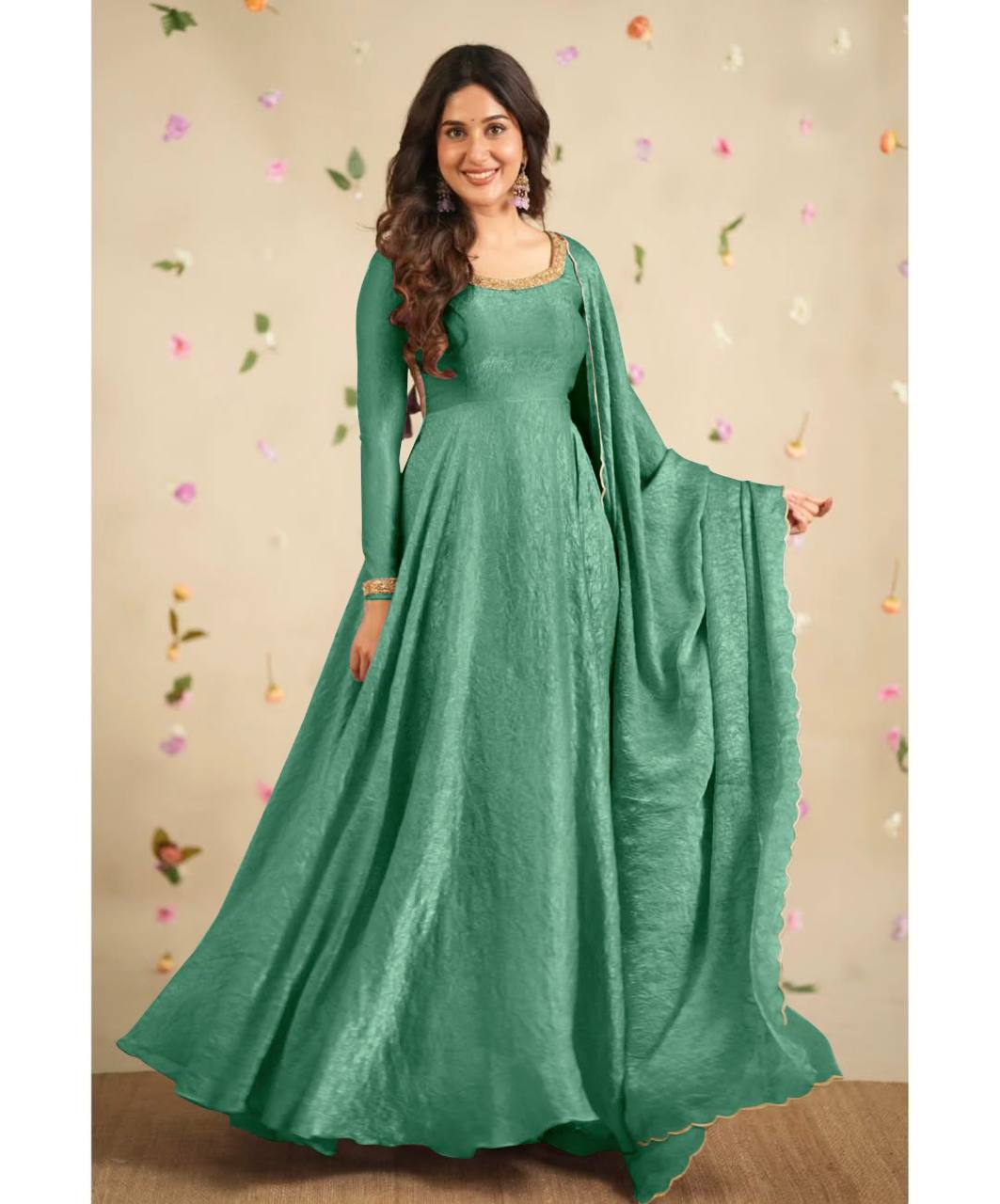 Party Wear Fancy Fabric In Embroidery Work Anarkali Gown