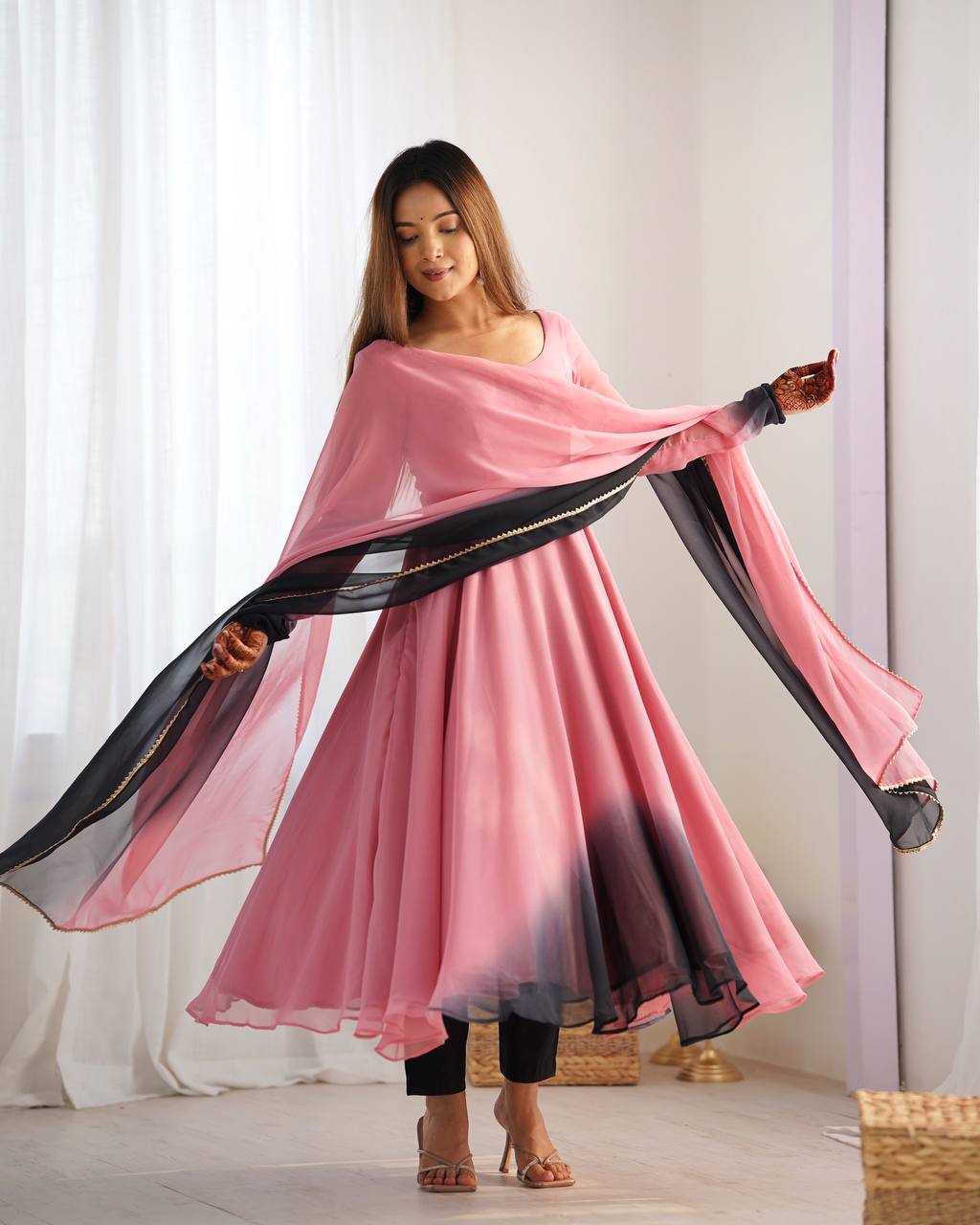 PURE SOFT FOX GEORGETTE MOST TRENDY PADDING FABRIC GOWN