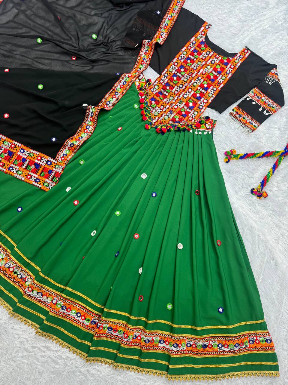 Embroidery With Real Mirror Hand Work Full Stitched Lahenga