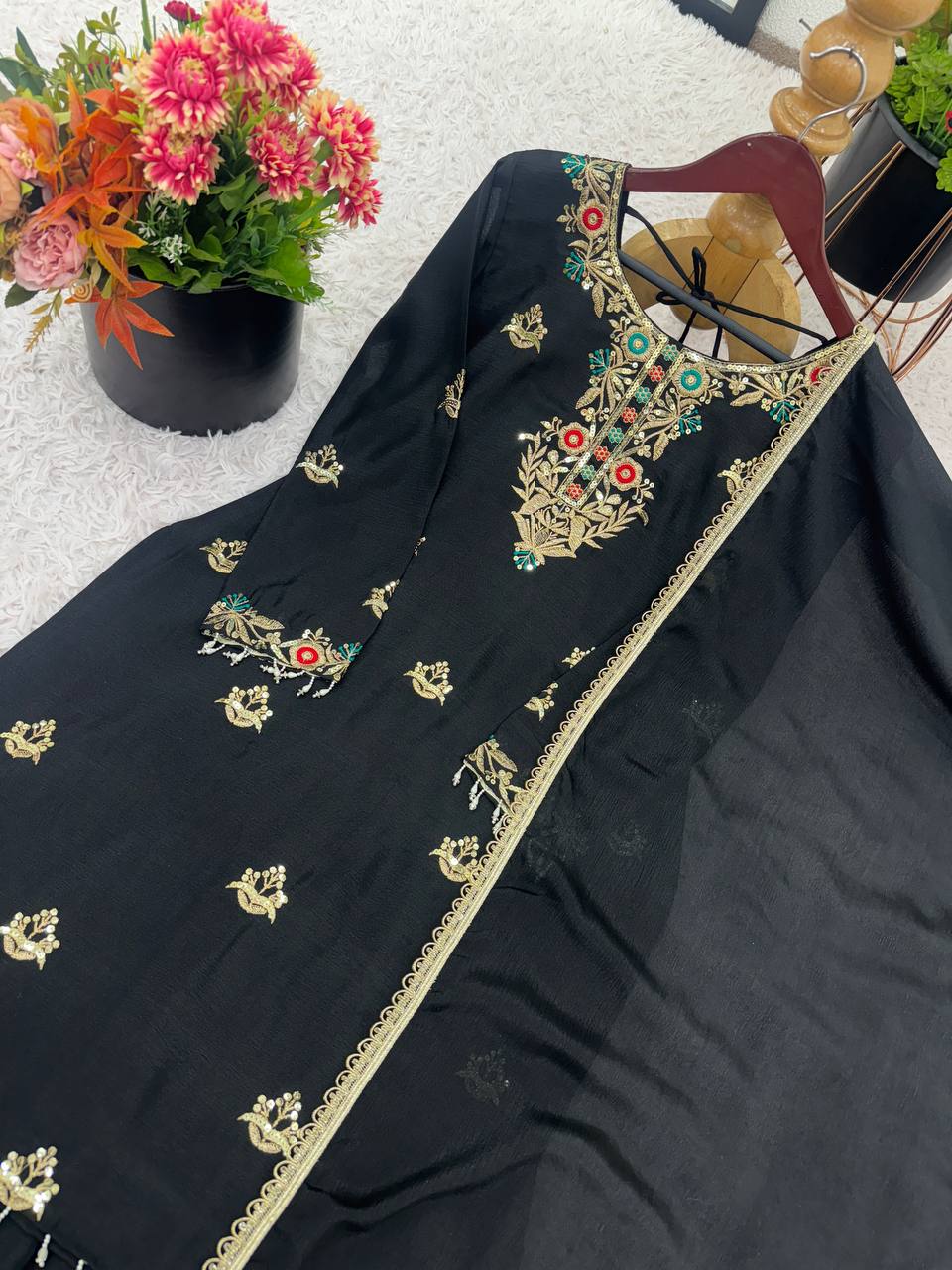 Party Wear Look Top-Sharara and Dupatta With Heavy Embroidery