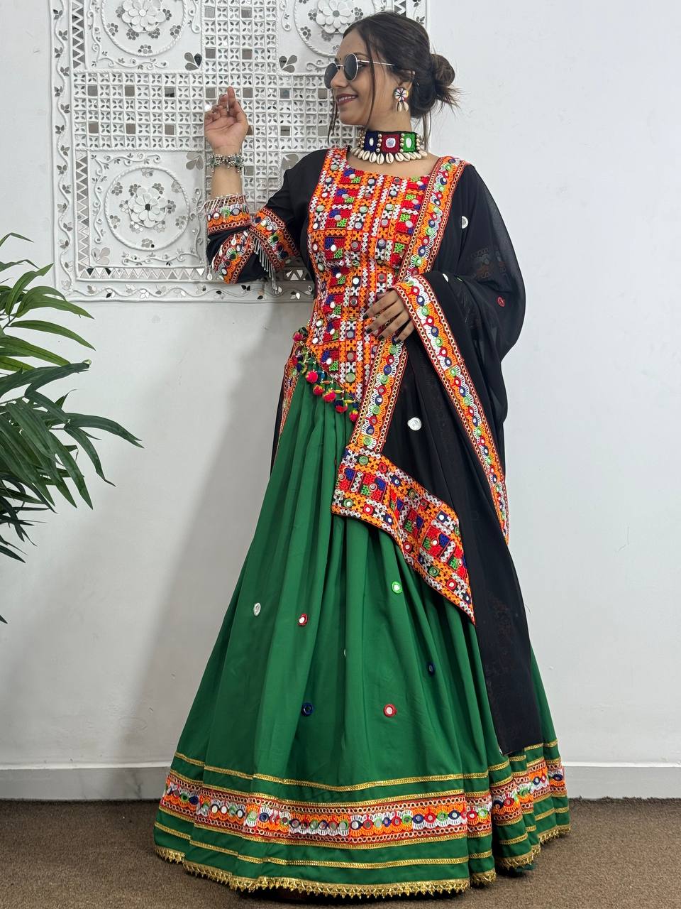 Embroidery With Real Mirror Hand Work Full Stitched Lahenga