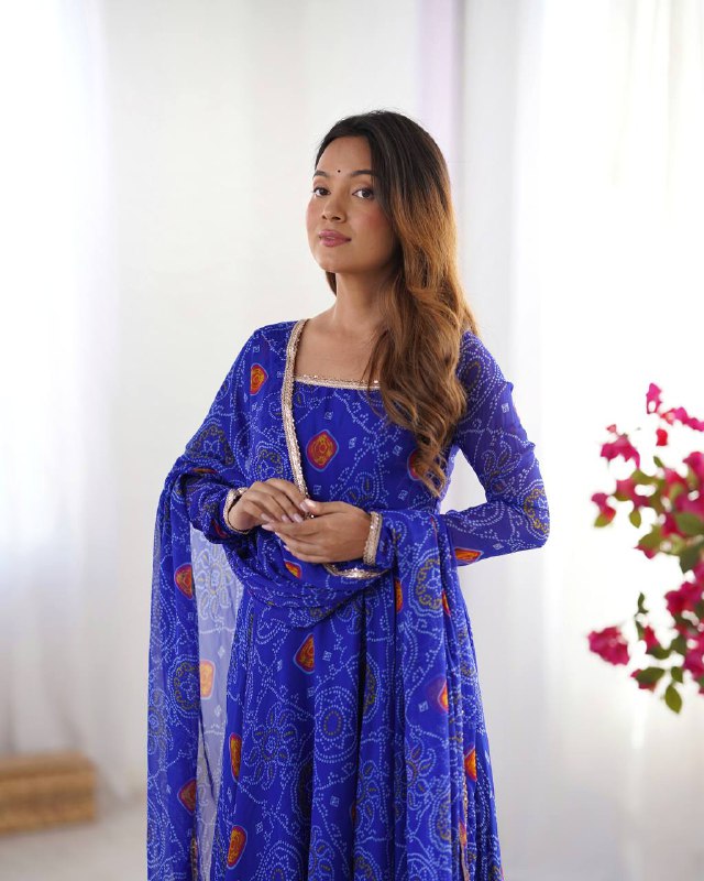 PURE SOFT LIGHTWEIGHT CHIFFON BANDHEJ FULLY FLAIR GOWN