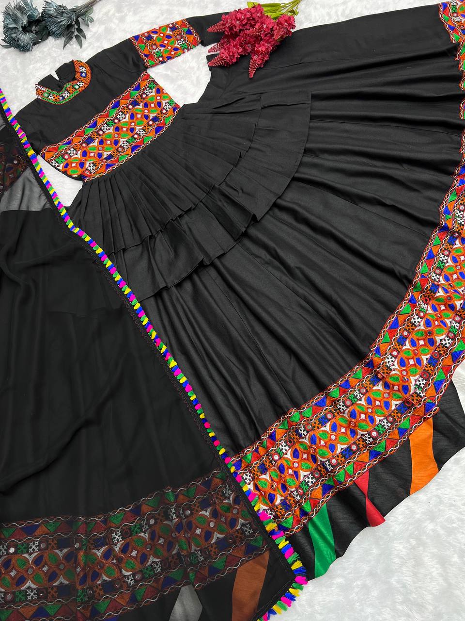 Embroidery With Real Mirror Hand Work Full Stitched Lahenga