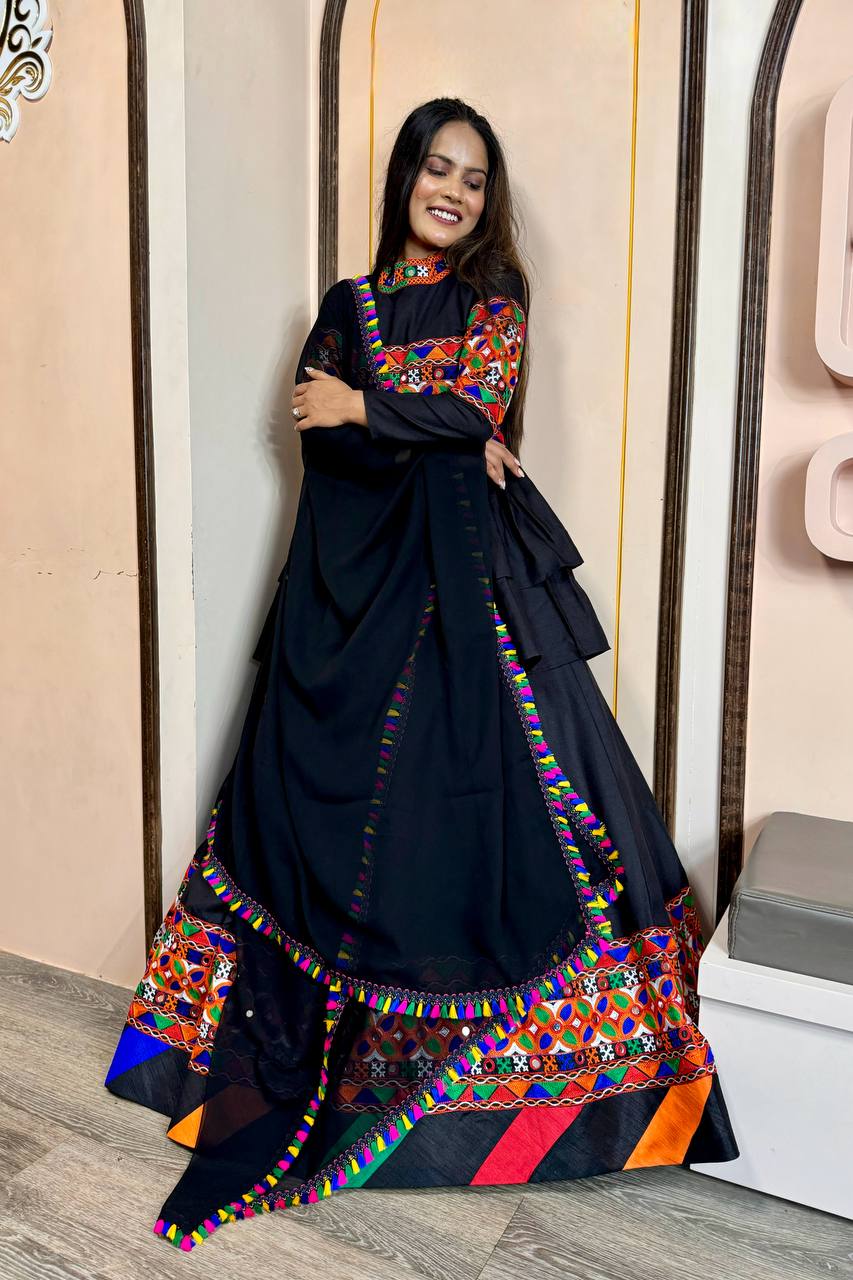 Embroidery With Real Mirror Hand Work Full Stitched Lahenga