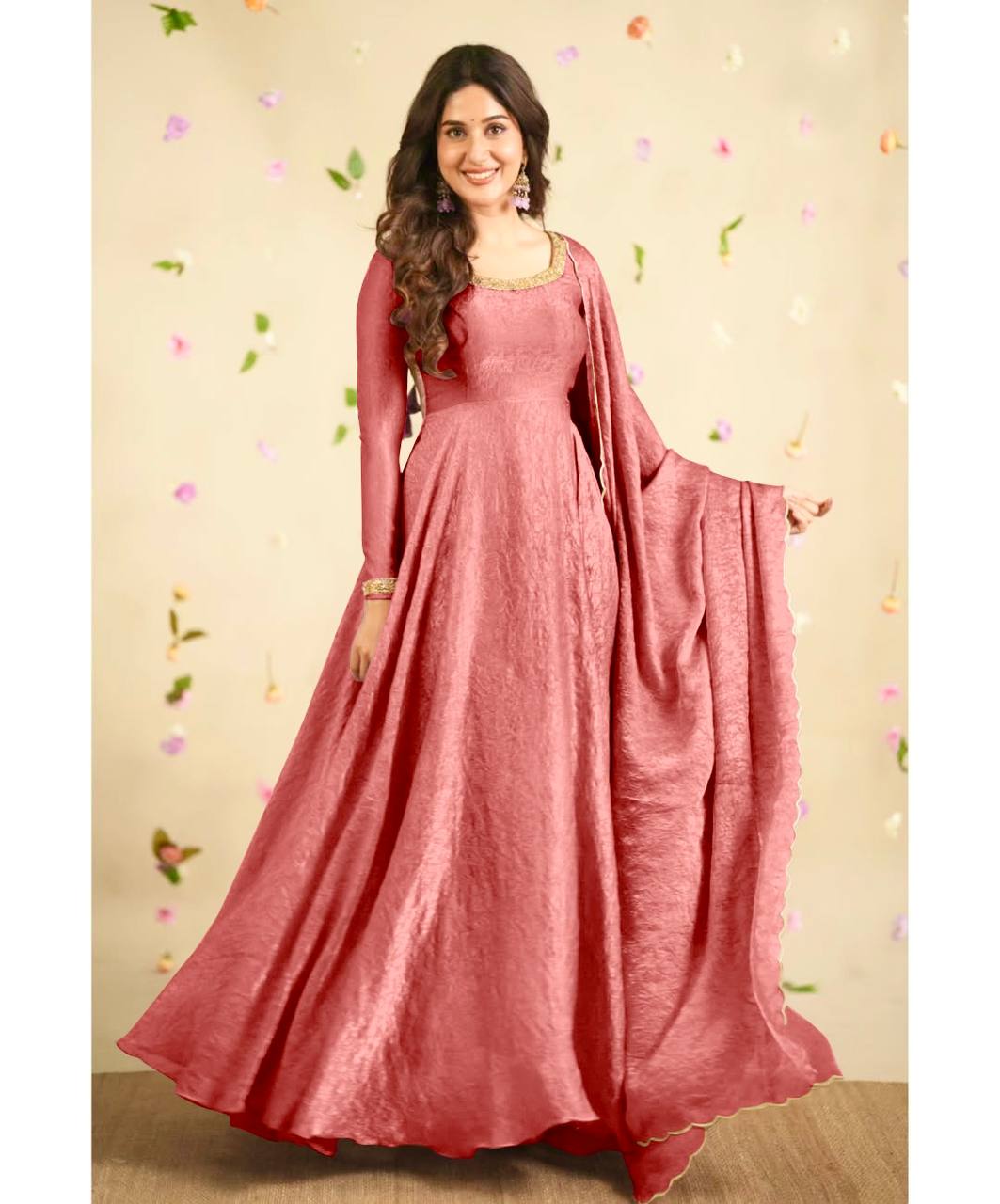 Party Wear Fancy Fabric In Embroidery Work Anarkali Gown