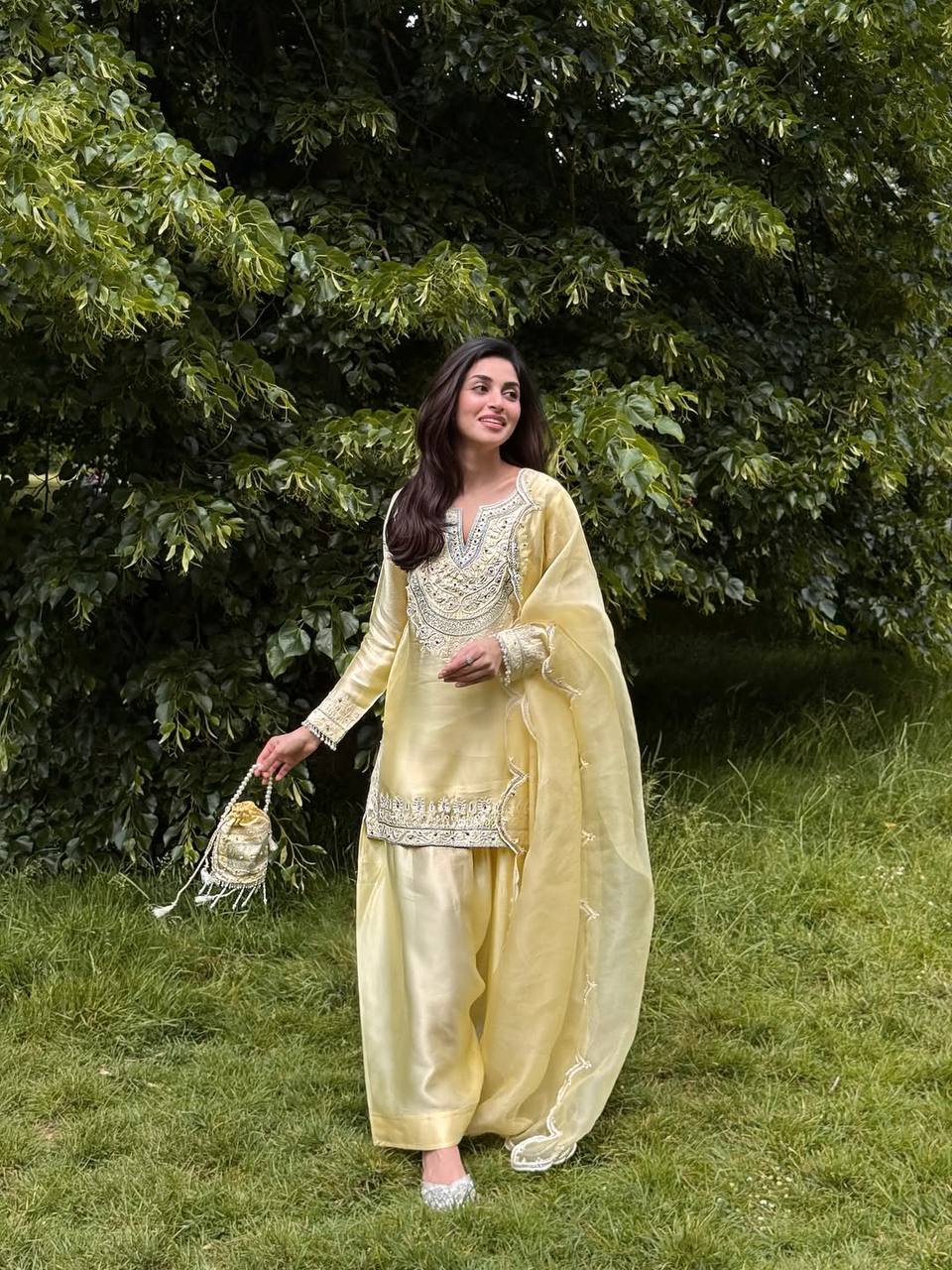 Heavy Embroidery Sequence Work Top-Bottom And Dupatta Set Fully Stitched Ready To Wear