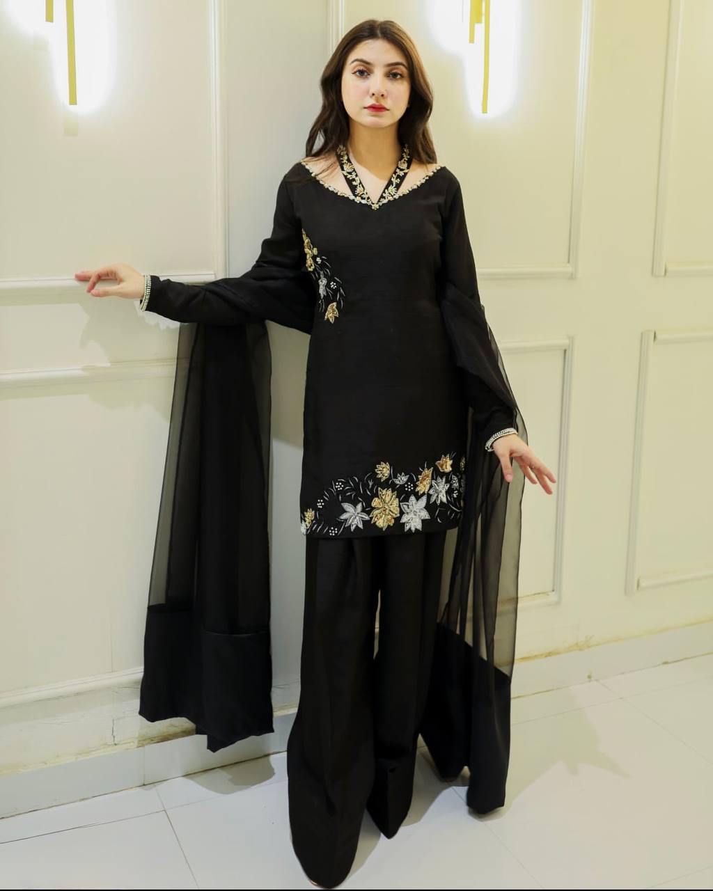 Natural Crep Silk Top-Bottom And Dupatta Set