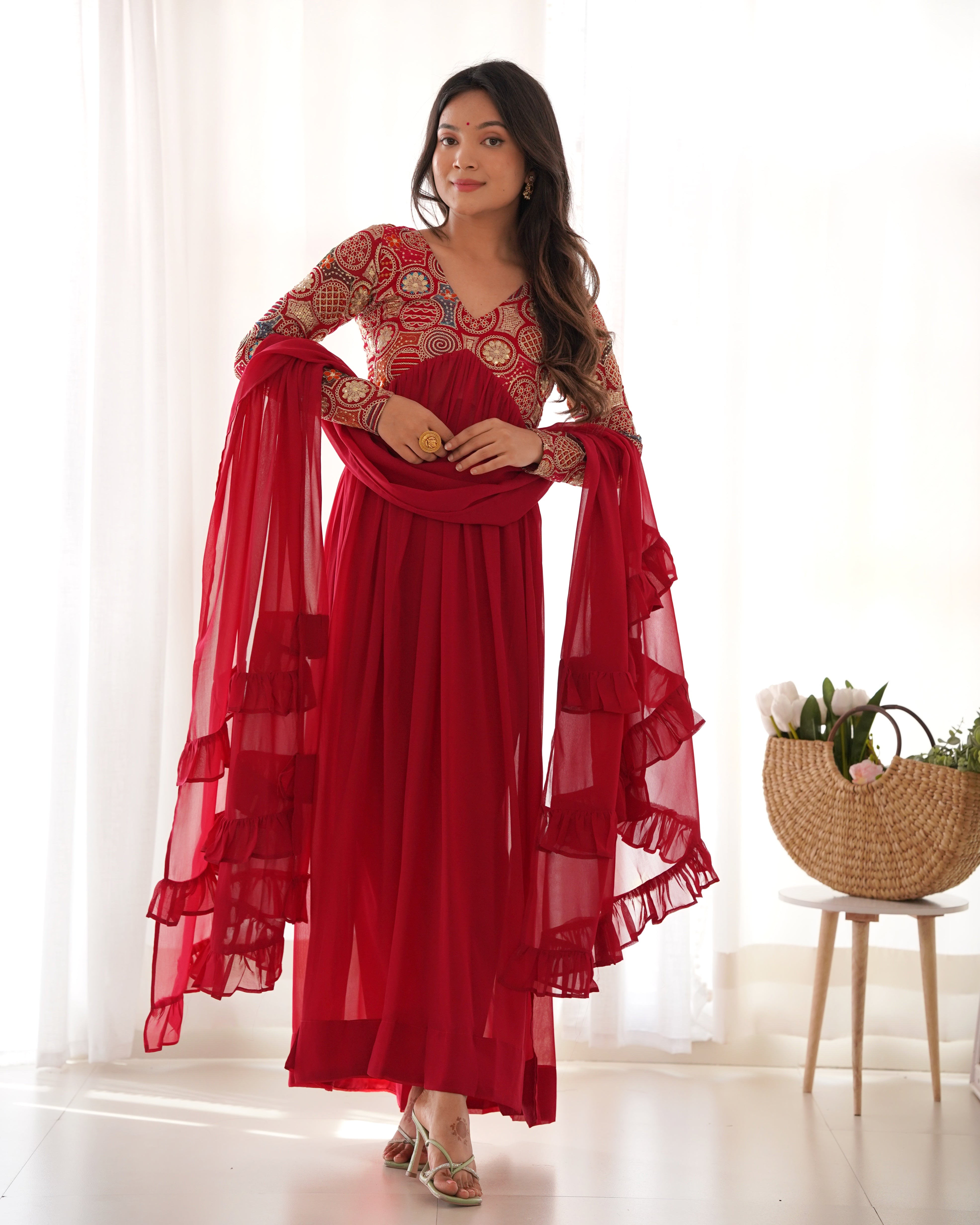 HEAVY PURE SOFT  ORGANJA SILK PRINT KURTA