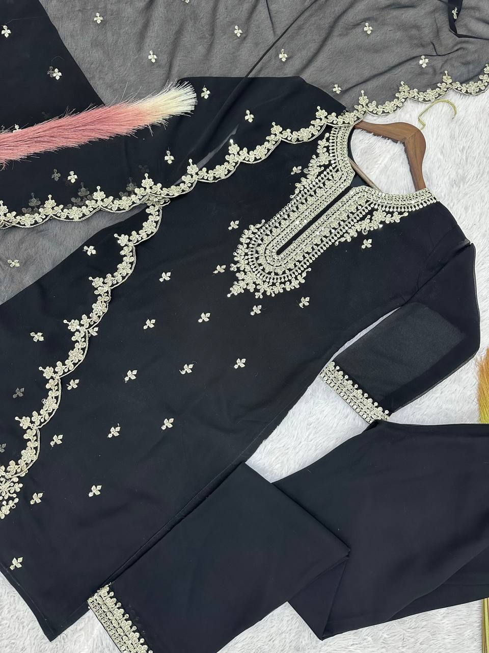 Premium Quality With Embroidery Coding Dori-Sequence Worked Kurti
