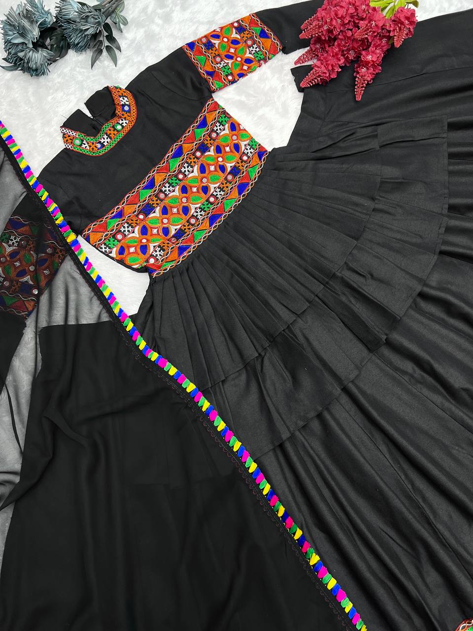 Embroidery With Real Mirror Hand Work Full Stitched Lahenga
