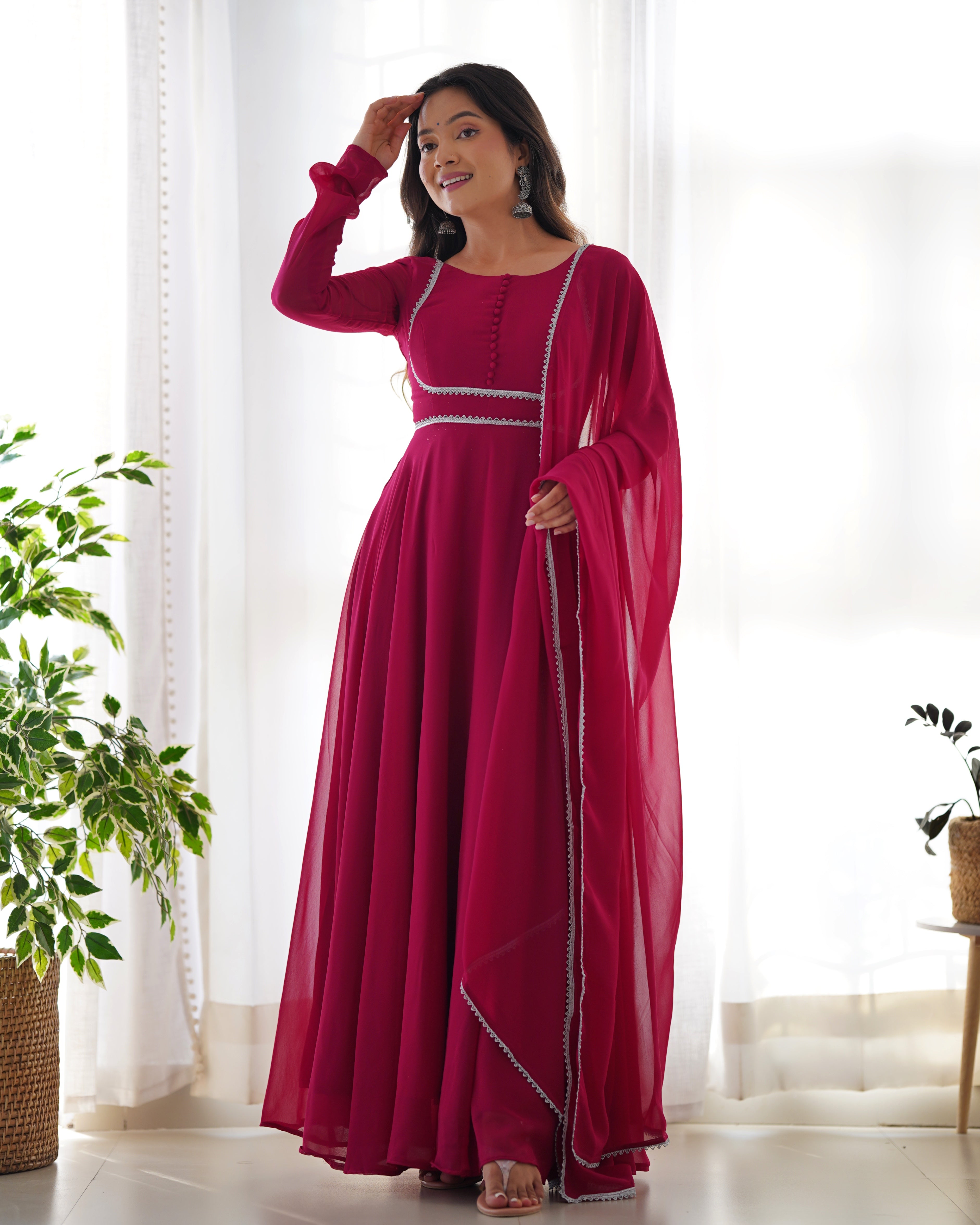 ANARKALI GOWN DUPPTA FULL SET WITH PENT GOWN