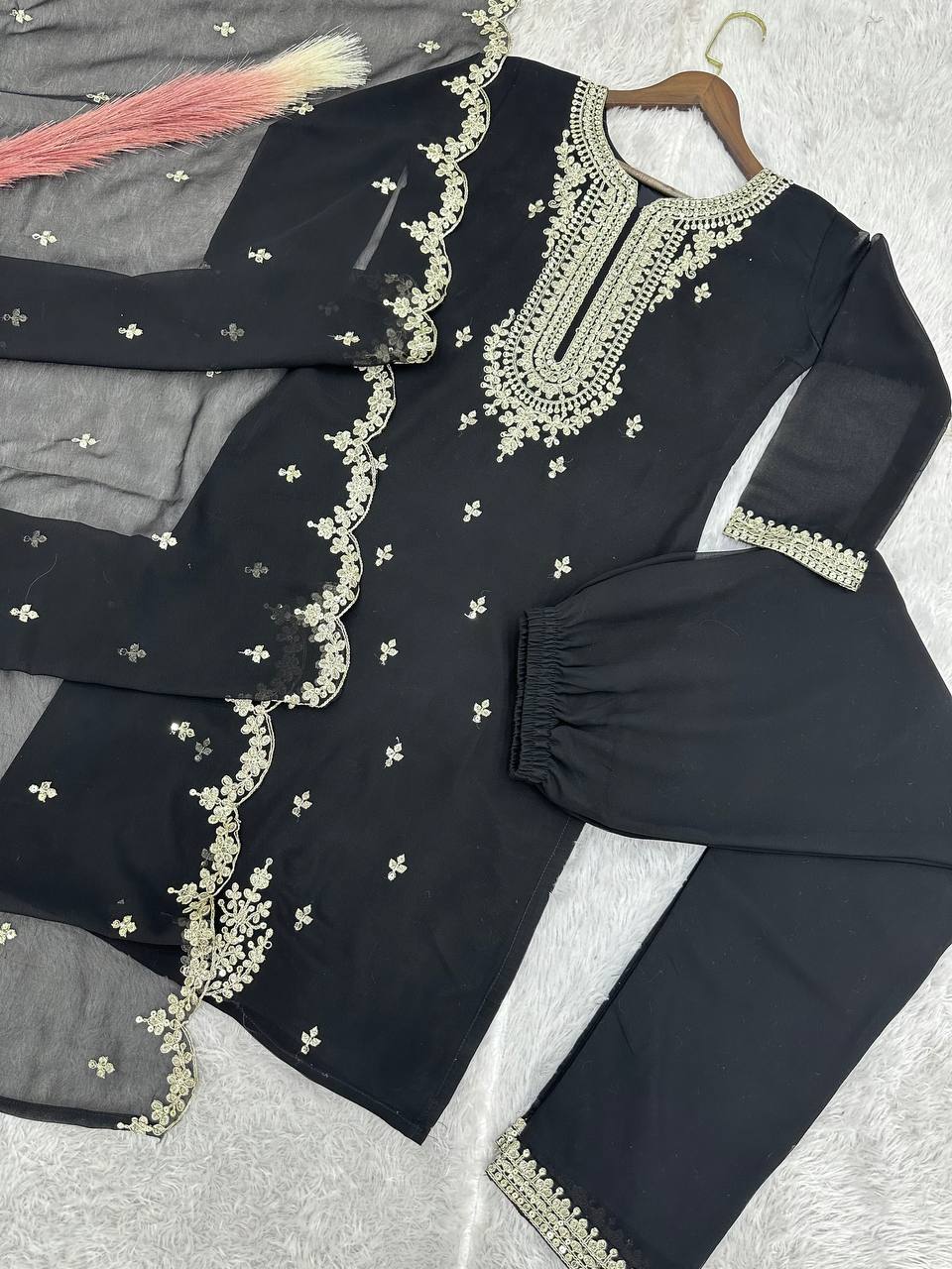 Premium Quality With Embroidery Coding Dori-Sequence Worked Kurti