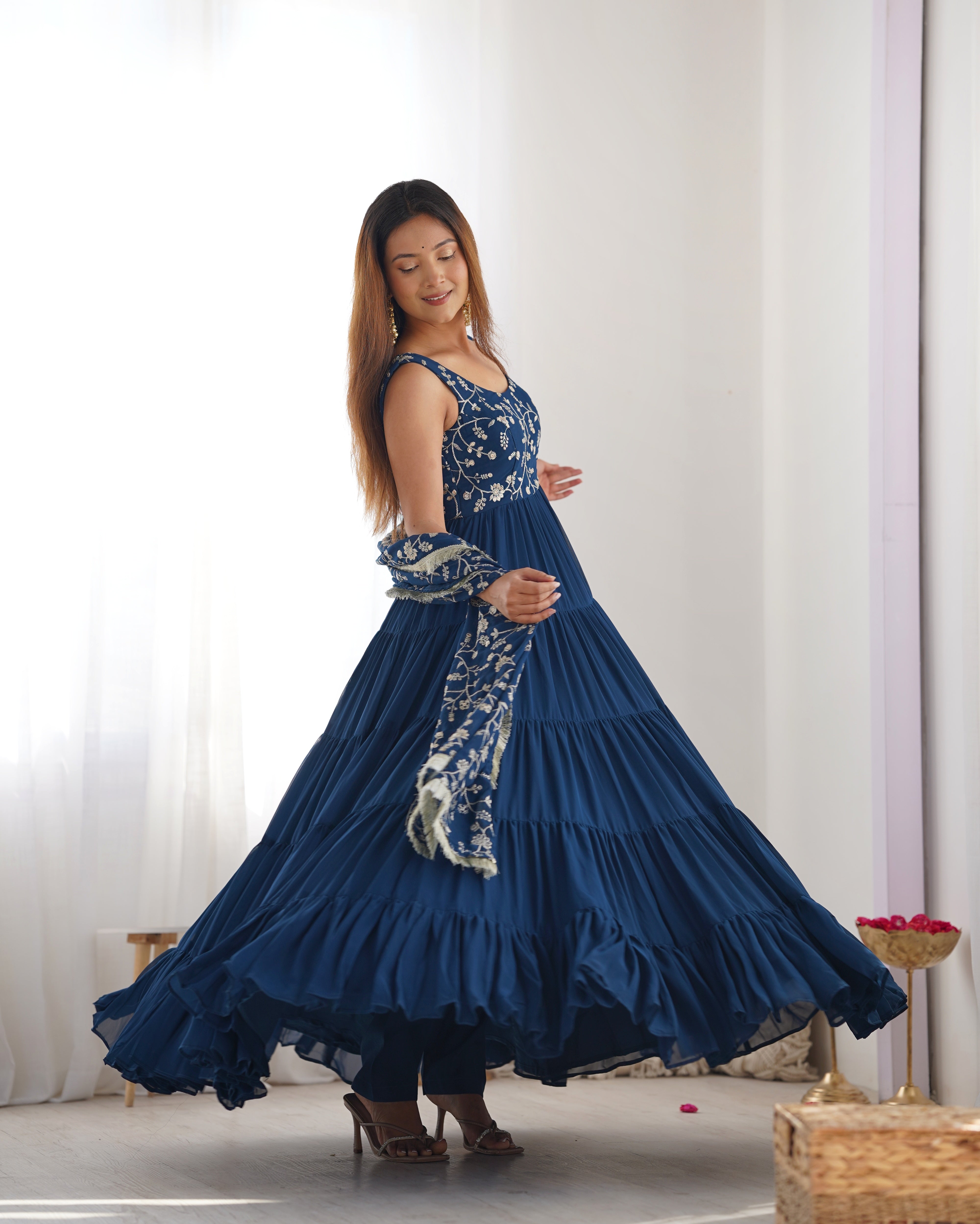 PURE SOFT FOX GEORGETTE  FABRIC GOWN