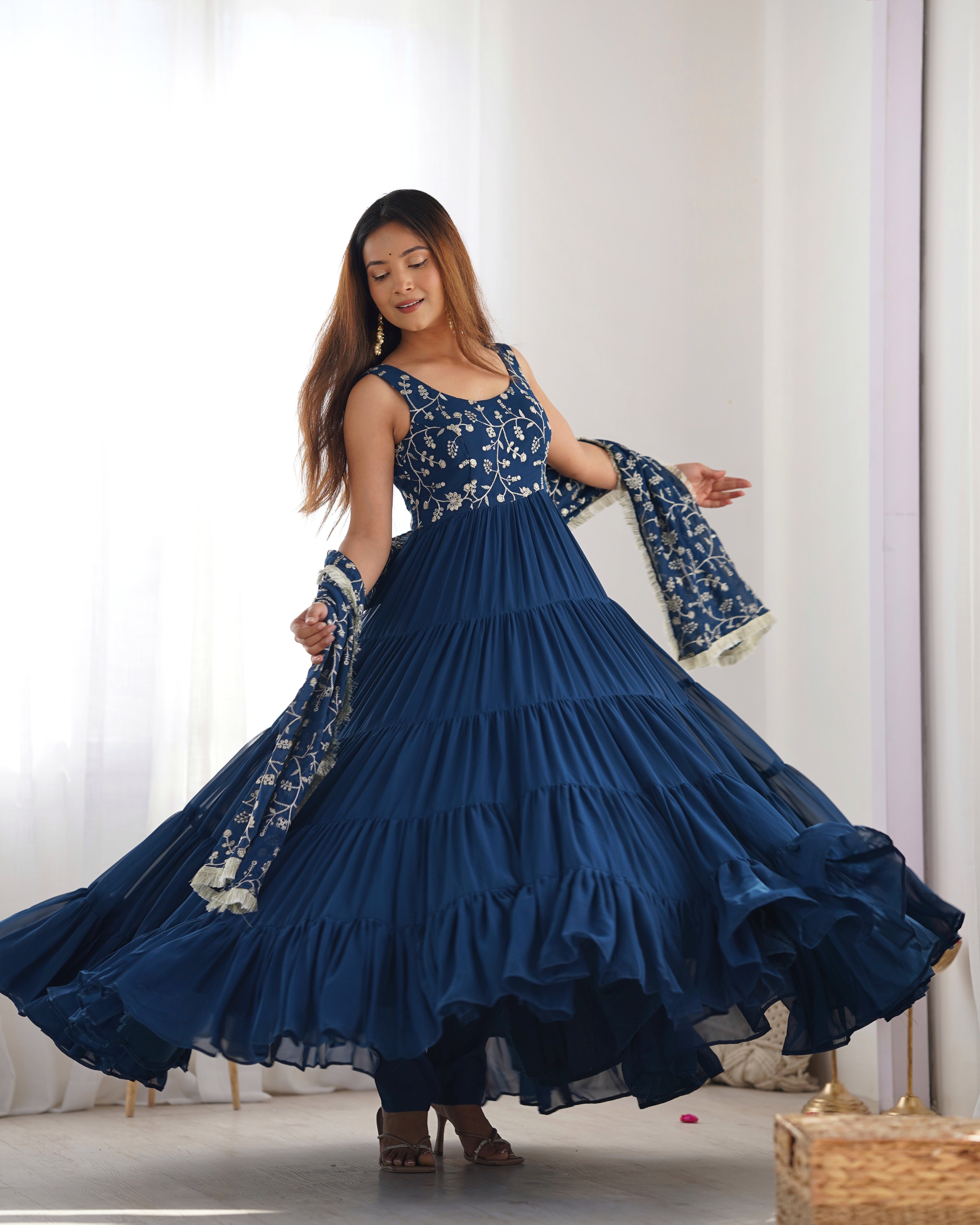PURE SOFT FOX GEORGETTE  FABRIC GOWN