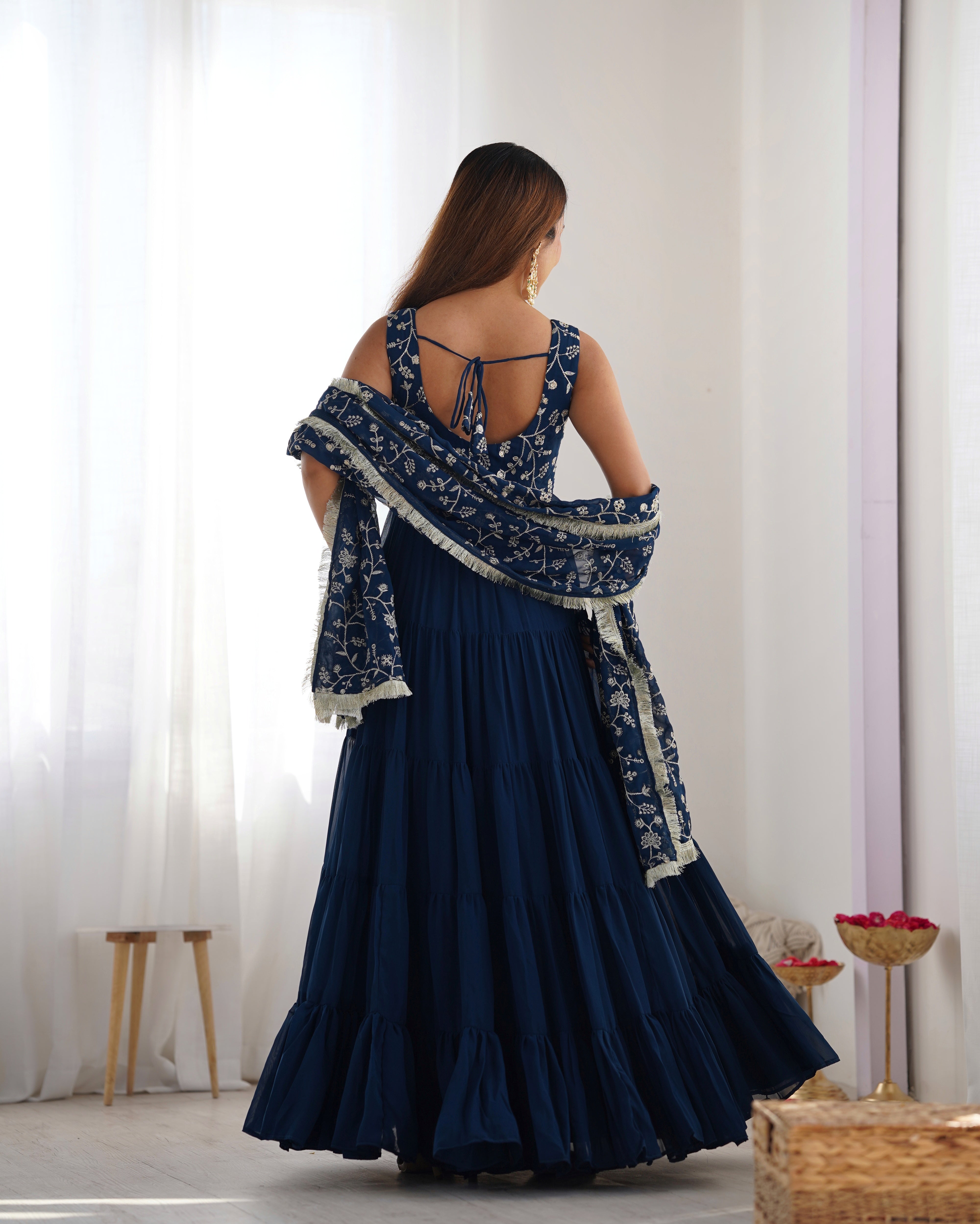 PURE SOFT FOX GEORGETTE  FABRIC GOWN