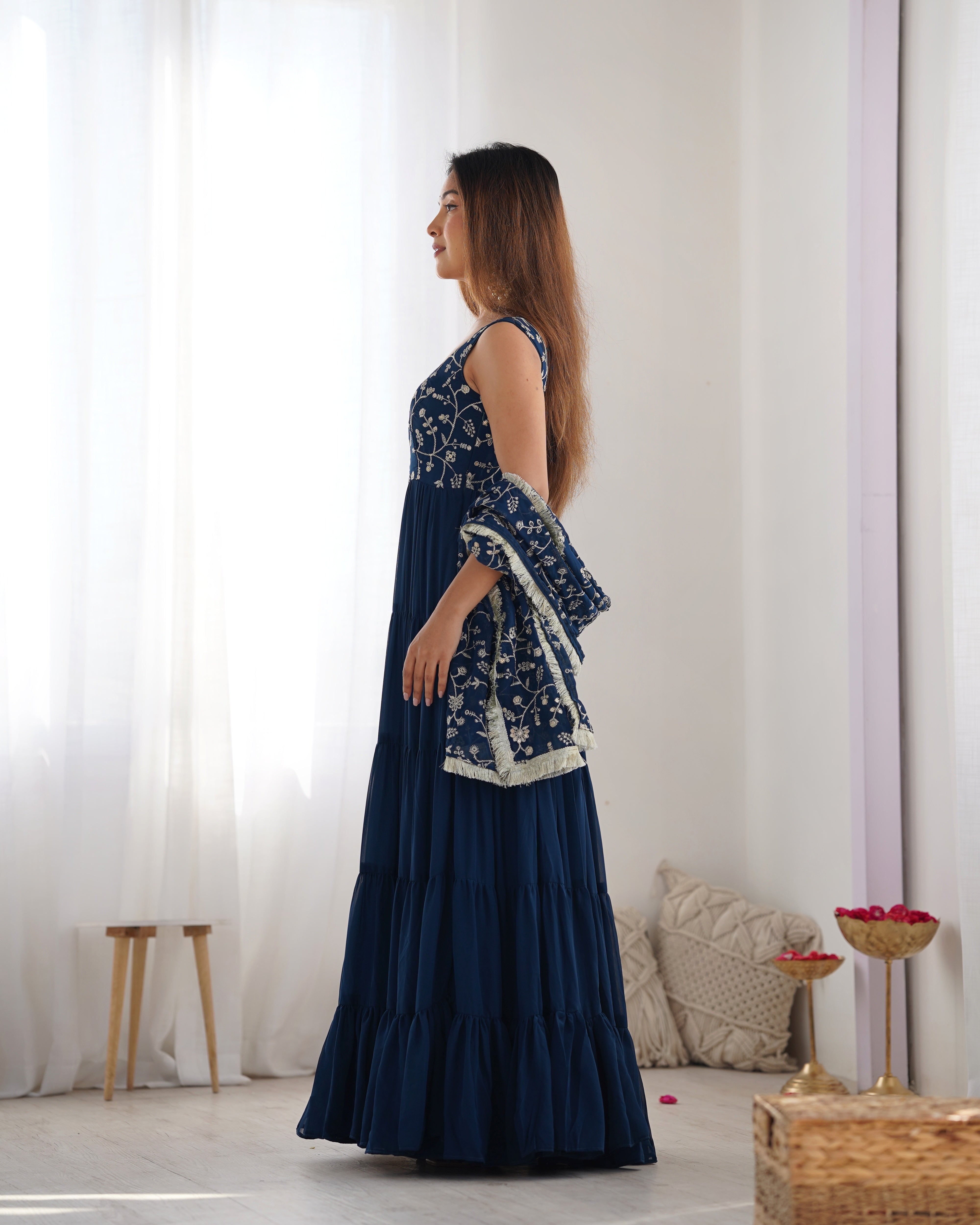 PURE SOFT FOX GEORGETTE  FABRIC GOWN