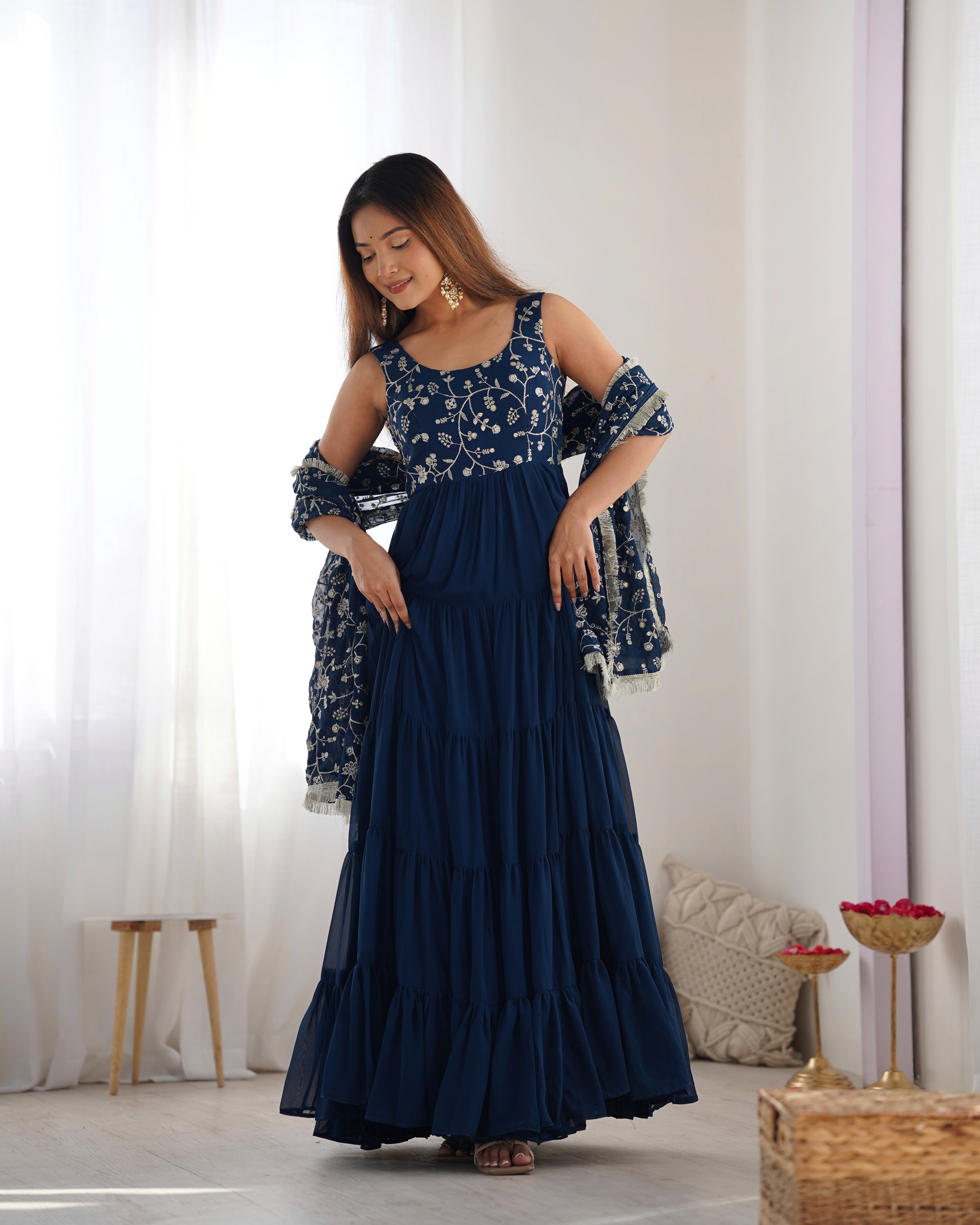 PURE SOFT FOX GEORGETTE  FABRIC GOWN