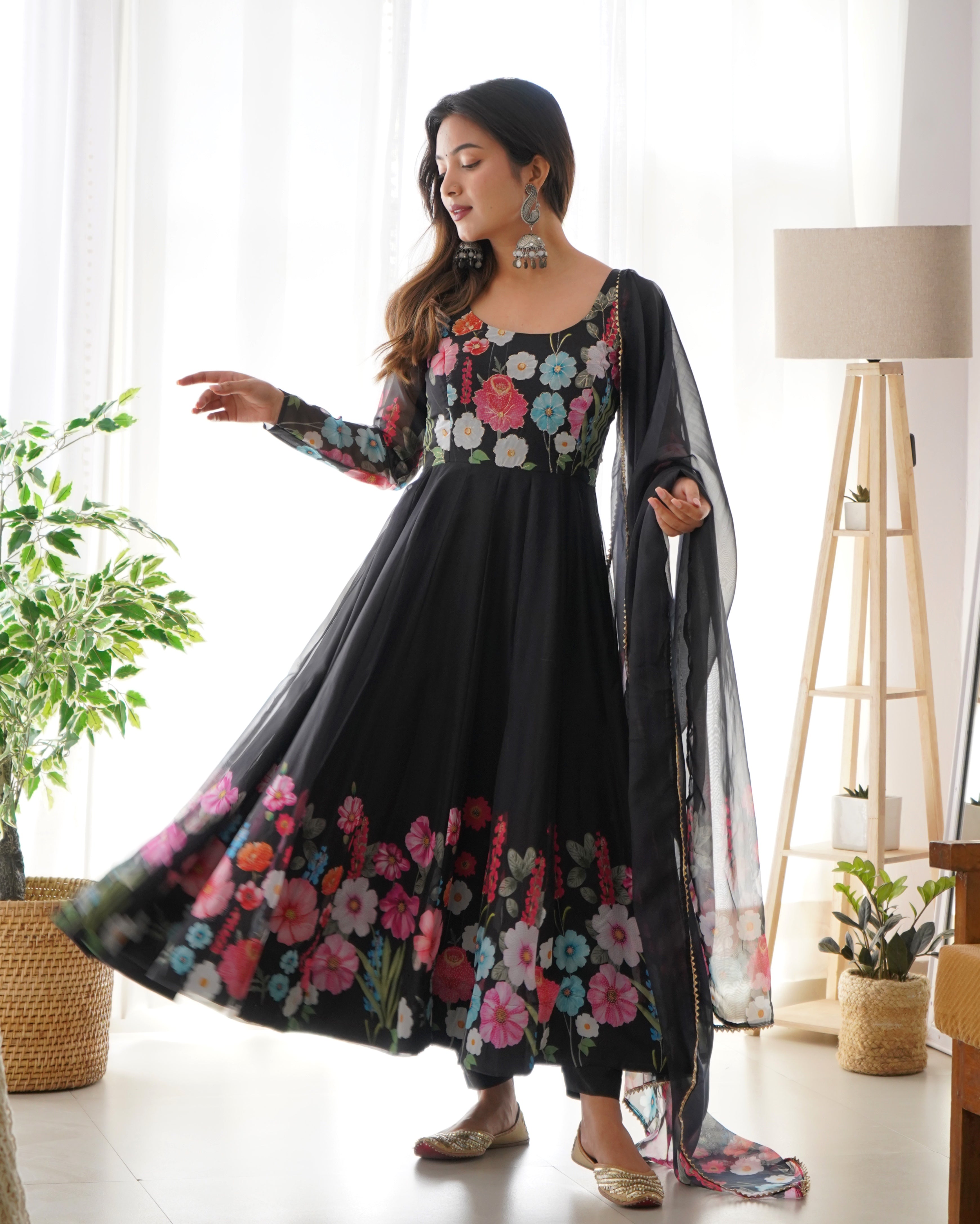 HEAVY PURE SOFT  ORGANJA SILK PRINT GOWN