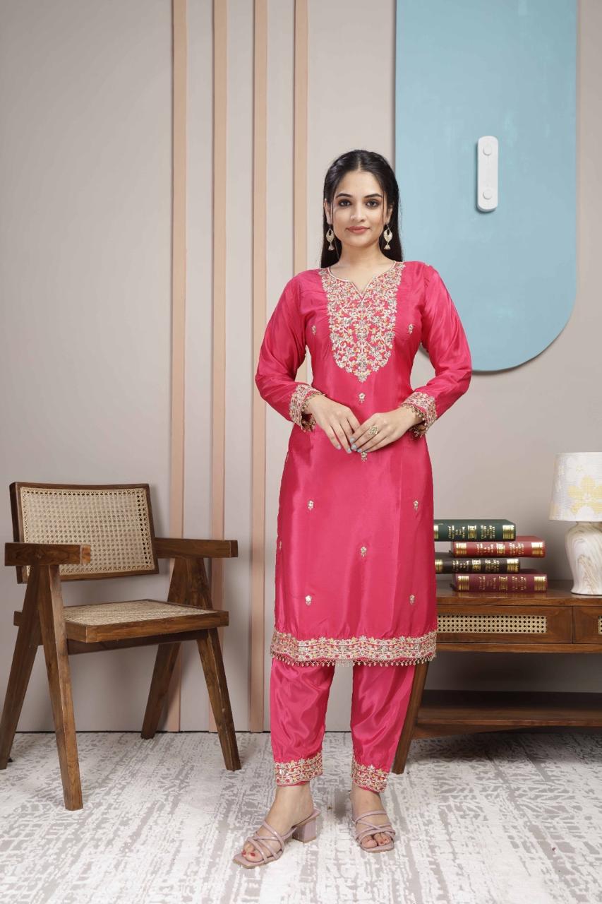 Elegant Straight Kurti Pant Dupatta Set