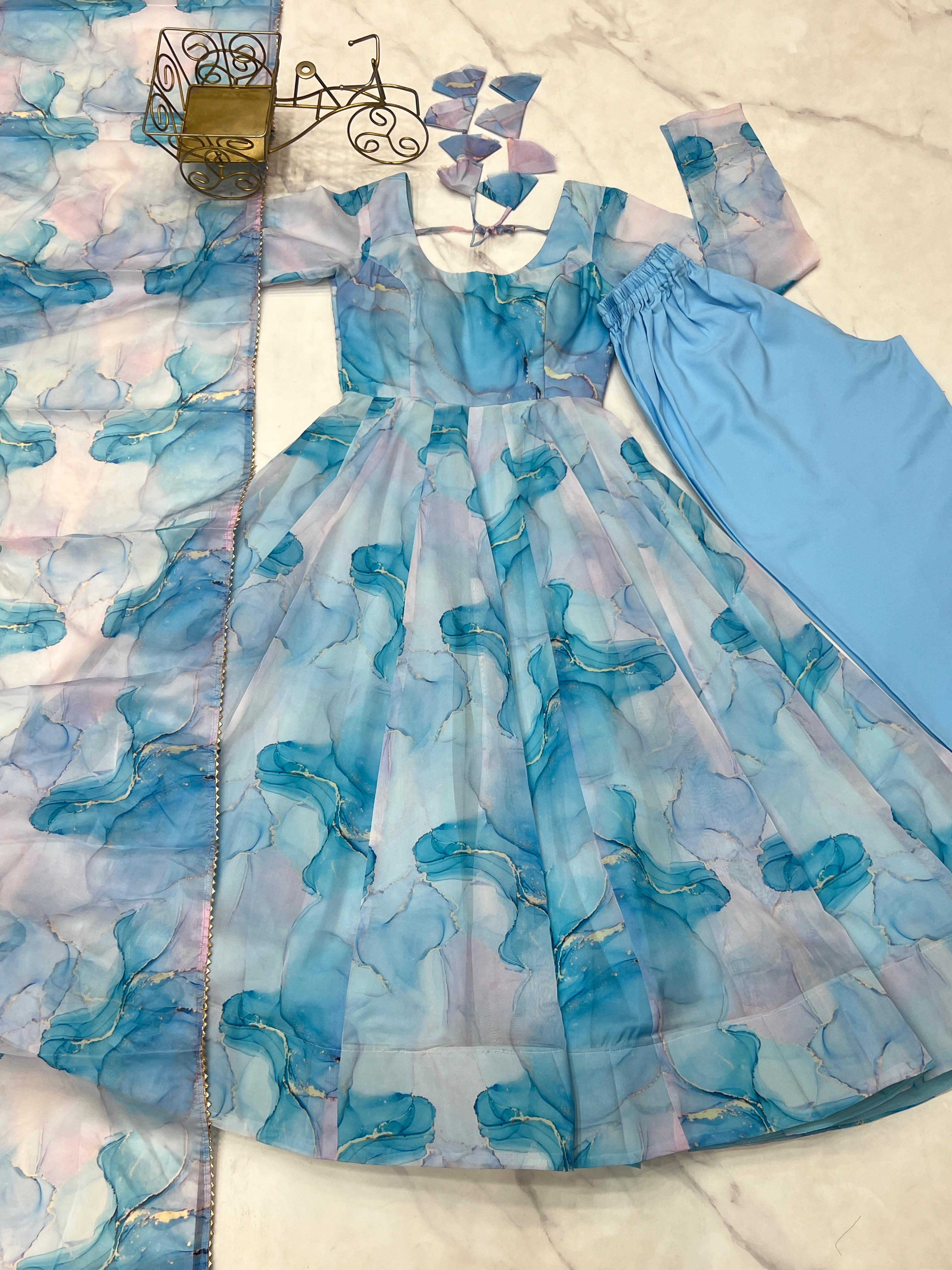 FULLY FLAIR KALI PATTERN AND CANVAS PATTA WITH DUPPTA SET,PENT READY TO WEAR