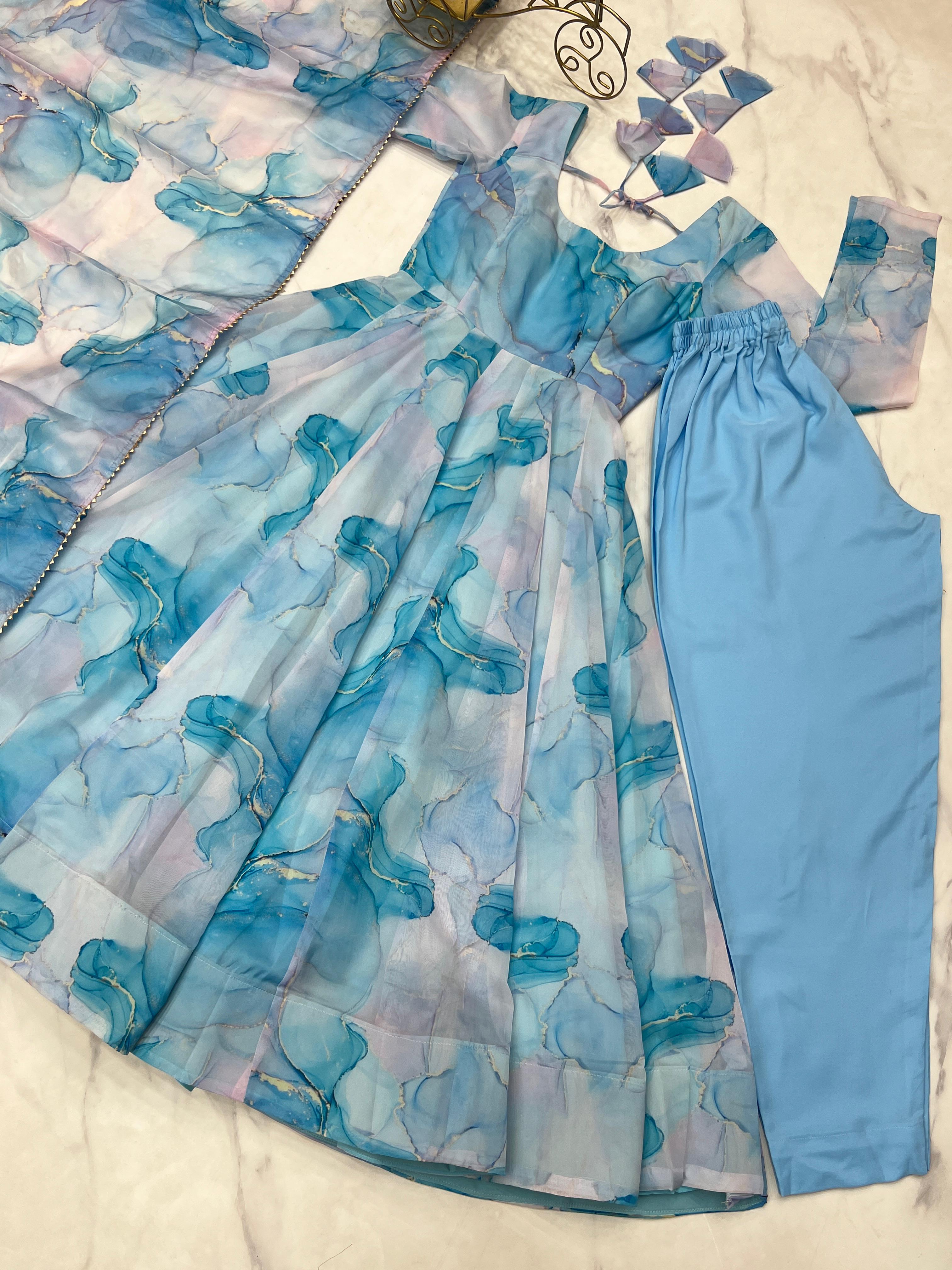 FULLY FLAIR KALI PATTERN AND CANVAS PATTA WITH DUPPTA SET,PENT READY TO WEAR