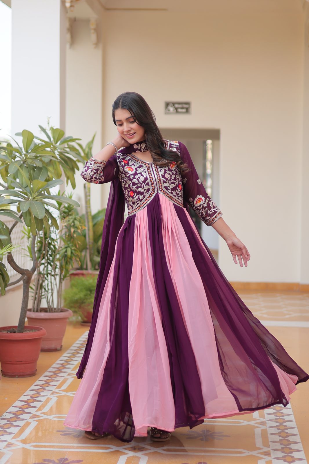 New Festival Long Gown & Duptta