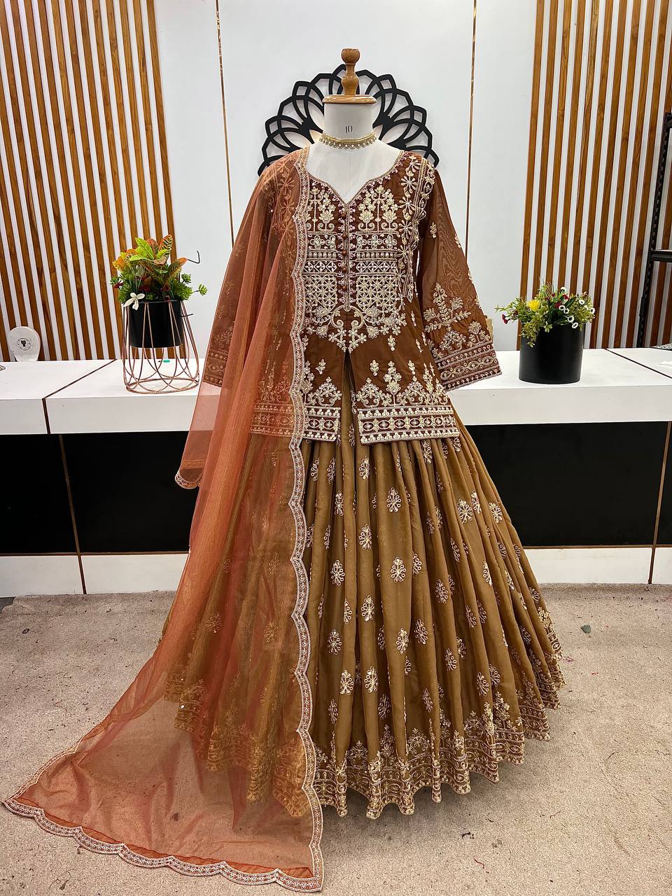 Heavy Embroidery Top Dupatta And Lehenga Set