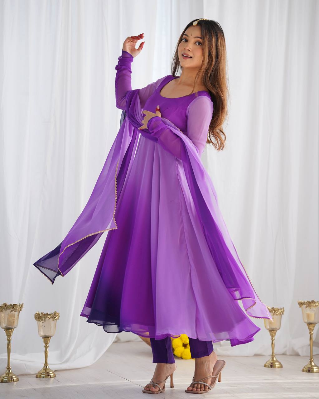 PURE SOFT FOX GEORGETTE MOST TRENDY PADDING FABRIC GOWN