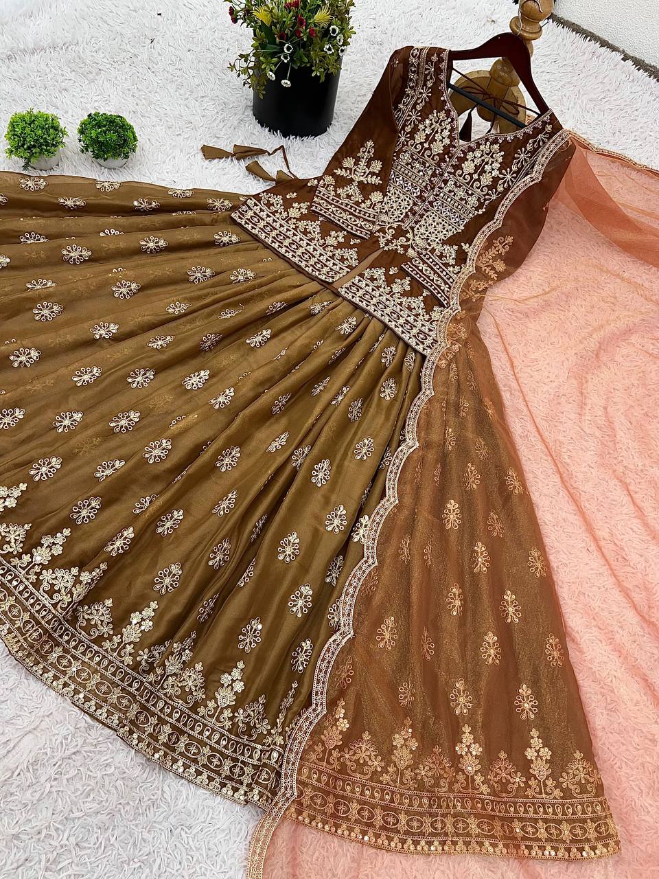 Heavy Embroidery Top Dupatta And Lehenga Set