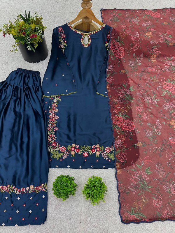 Silk Top-Bottom And Dupatta Set