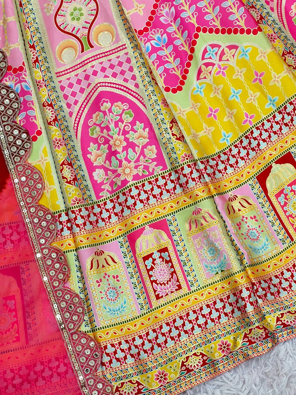 Gown, Bottom and Dupatta in Fully Kali Flair With Attached Pad
