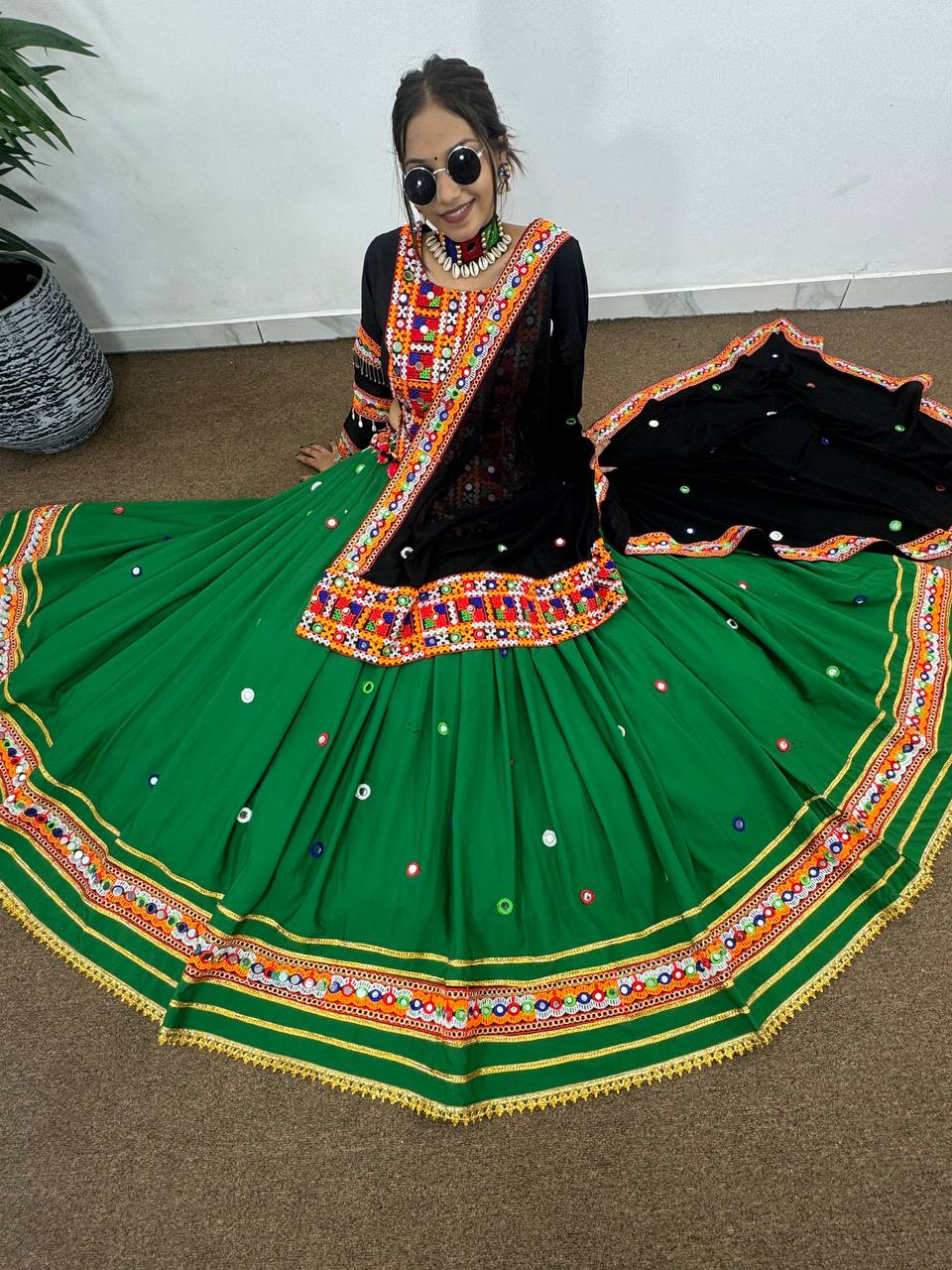 Embroidery With Real Mirror Hand Work Full Stitched Lahenga