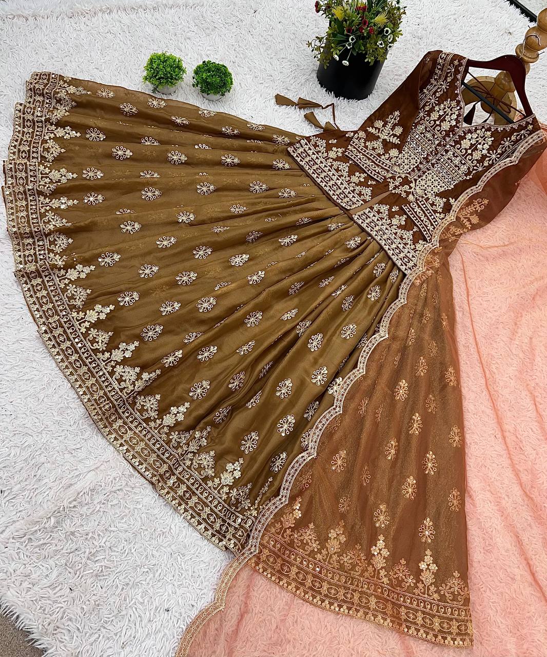 Heavy Embroidery Top Dupatta And Lehenga Set