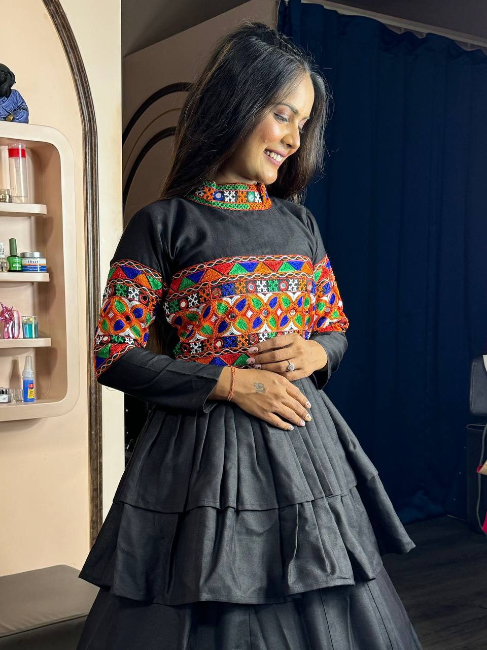 Embroidery With Real Mirror Hand Work Full Stitched Lahenga