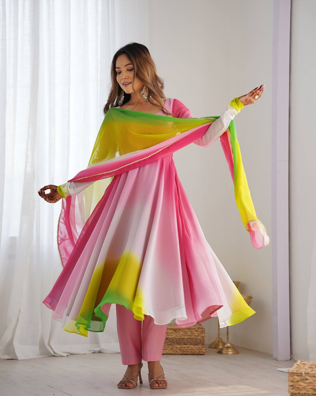 PURE SOFT FOX GEORGETTE MOST TRENDY PADDING FABRIC GOWN