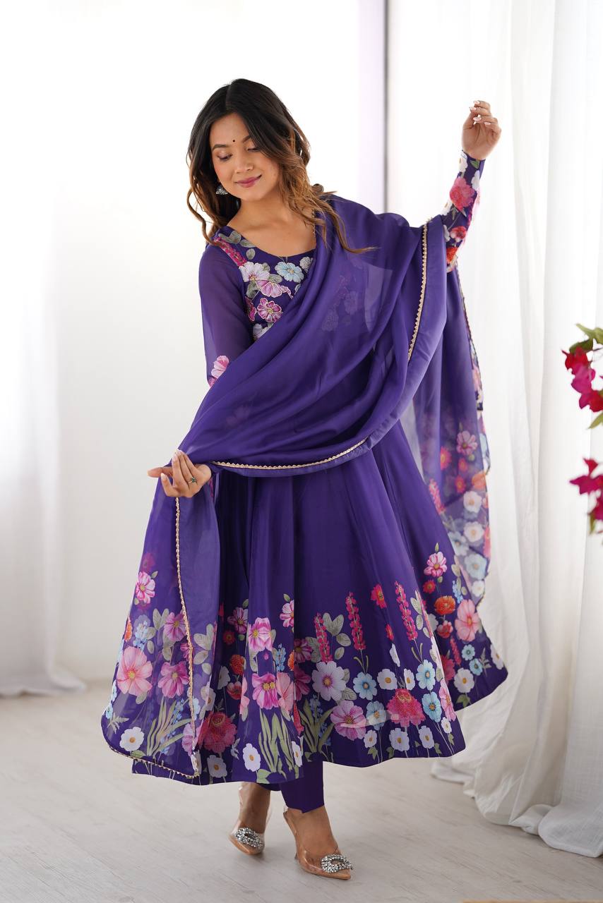 HEAVY PURE SOFT  ORGANJA SILK PRINT GOWN