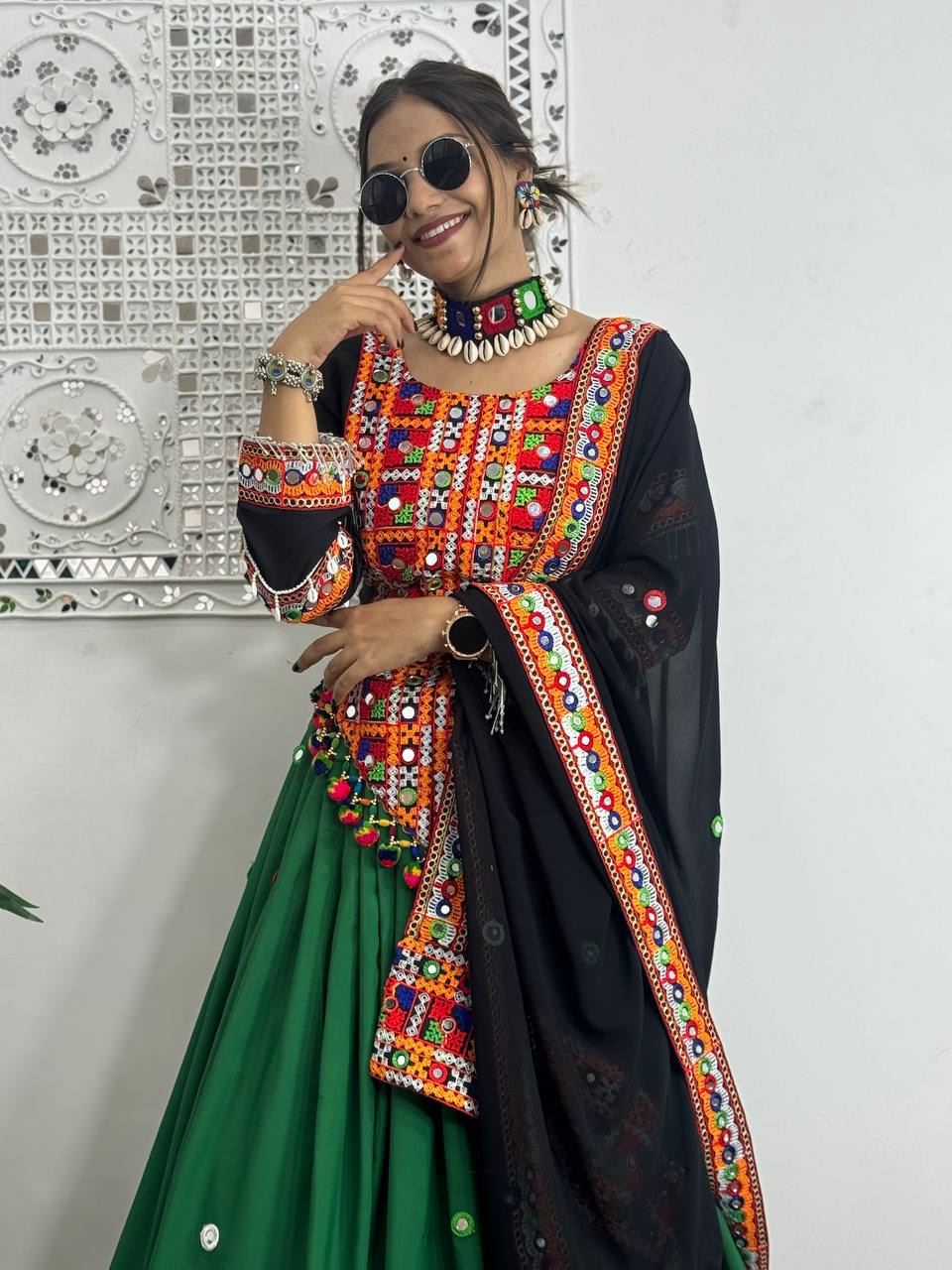 Embroidery With Real Mirror Hand Work Full Stitched Lahenga